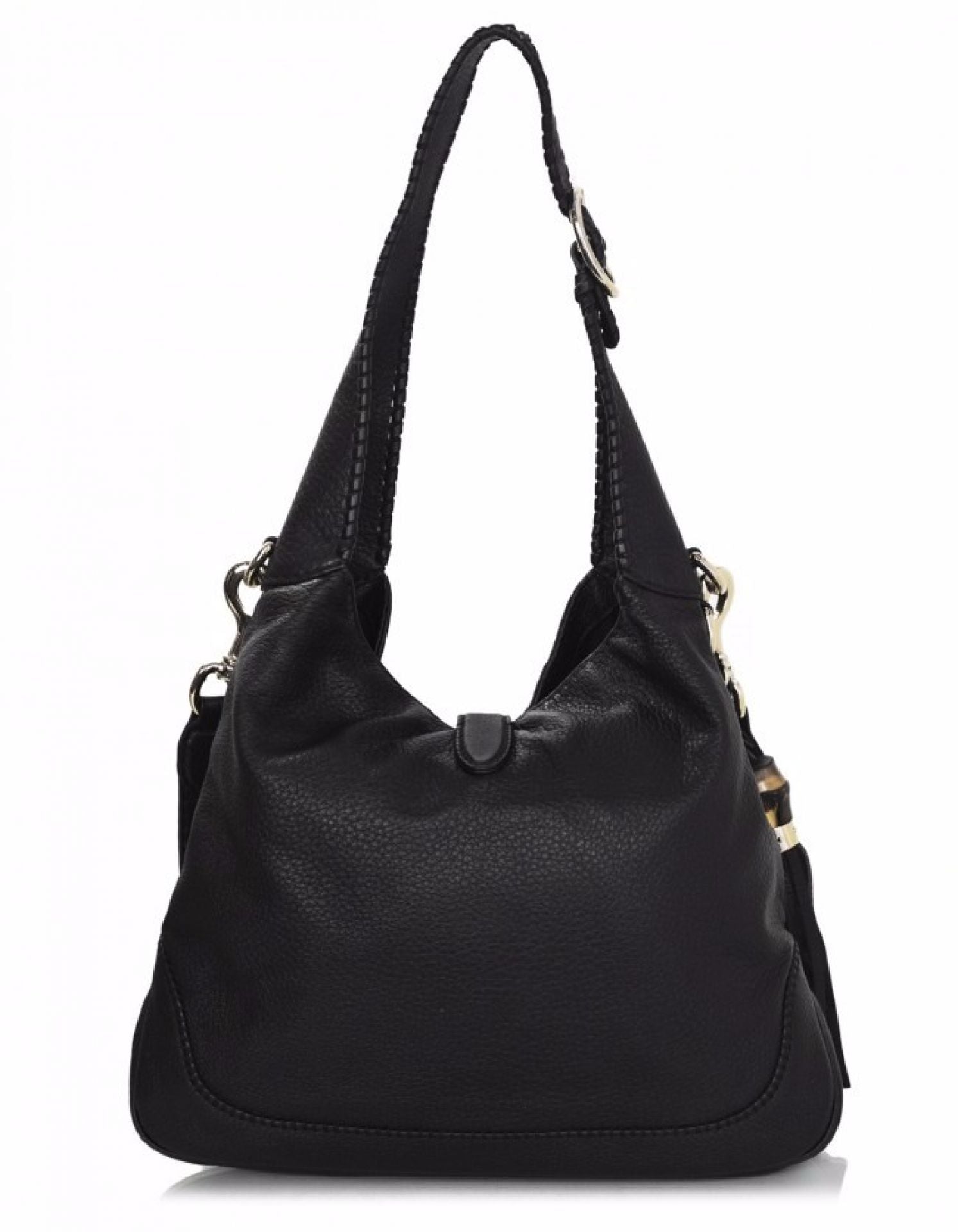 Gucci Black Pebbled Leather New Jackie Medium Satchel Bag