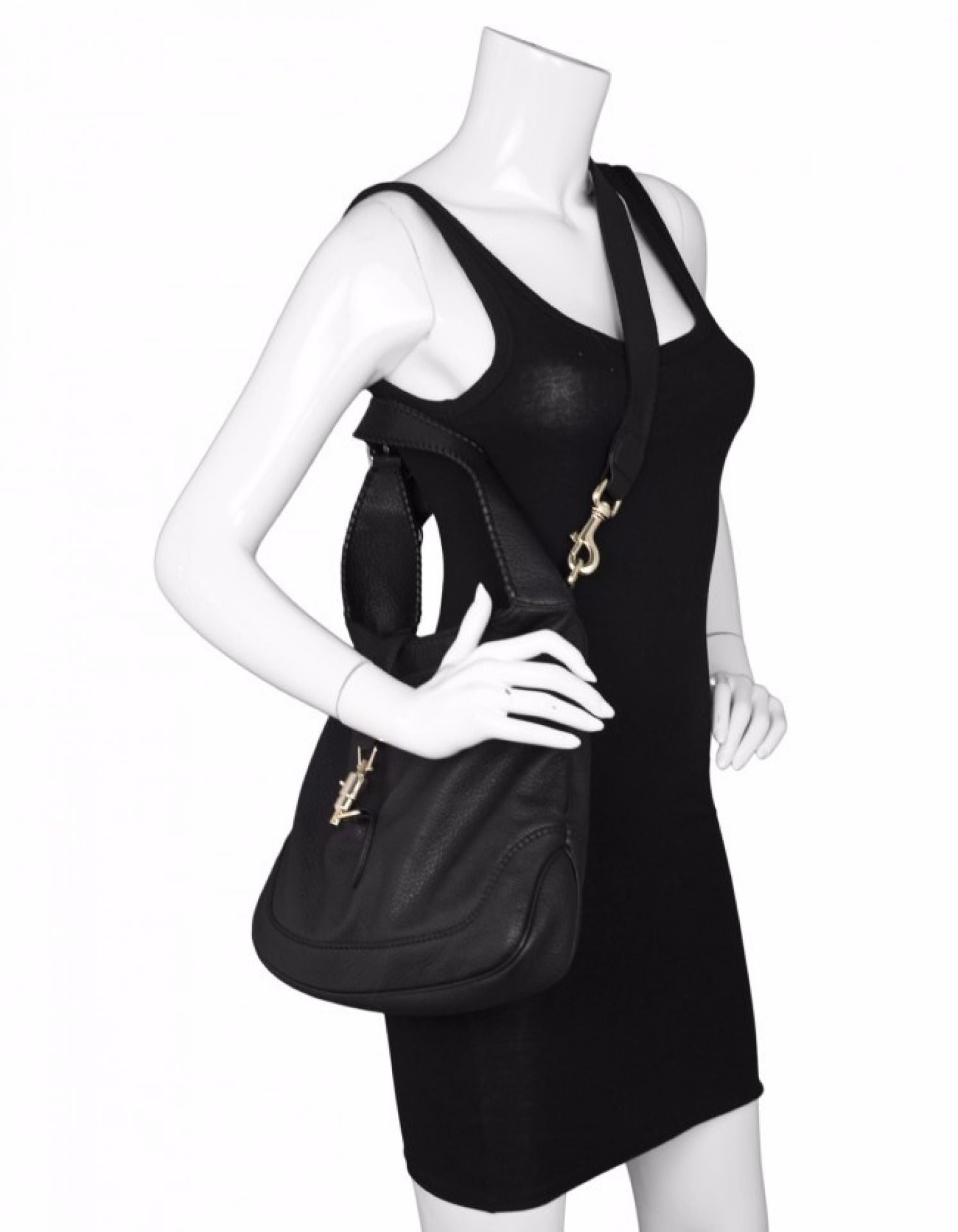 Gucci Black Pebbled Leather New Jackie Medium Satchel Bag