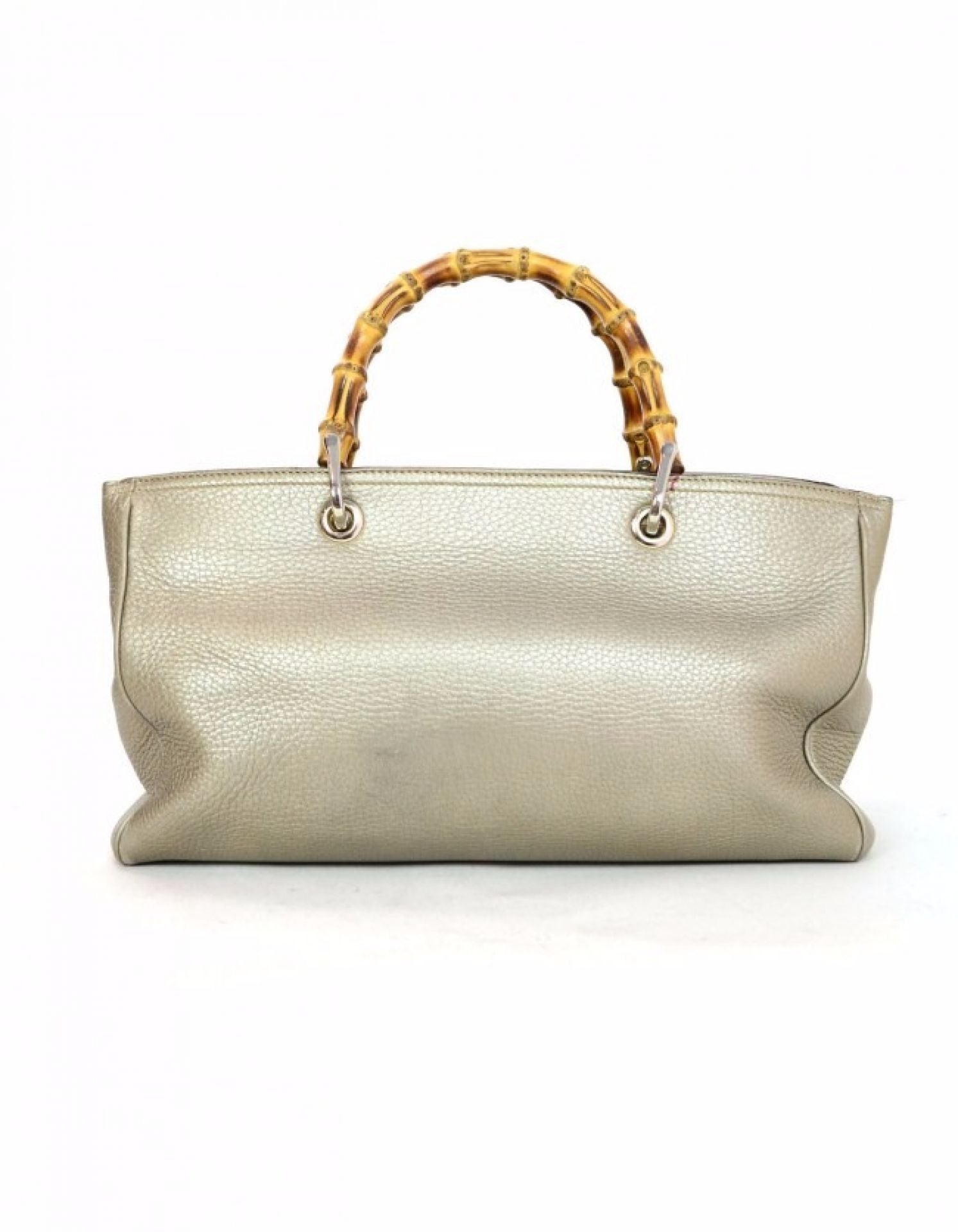 Gucci Golden Beige Calfskin Medium Bamboo Shopper Tote