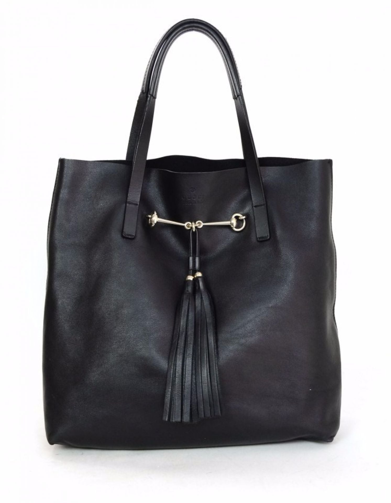 Gucci Black Leather Park Avenue Horsebit Tote