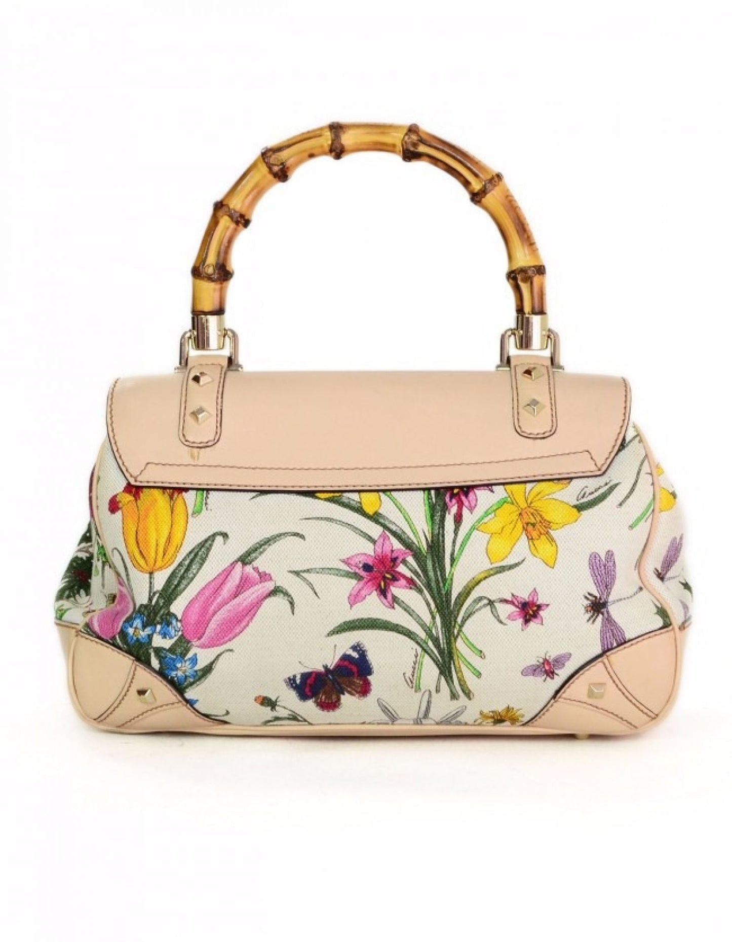 Gucci Flora Canvas & Bamboo Top Handle Bag