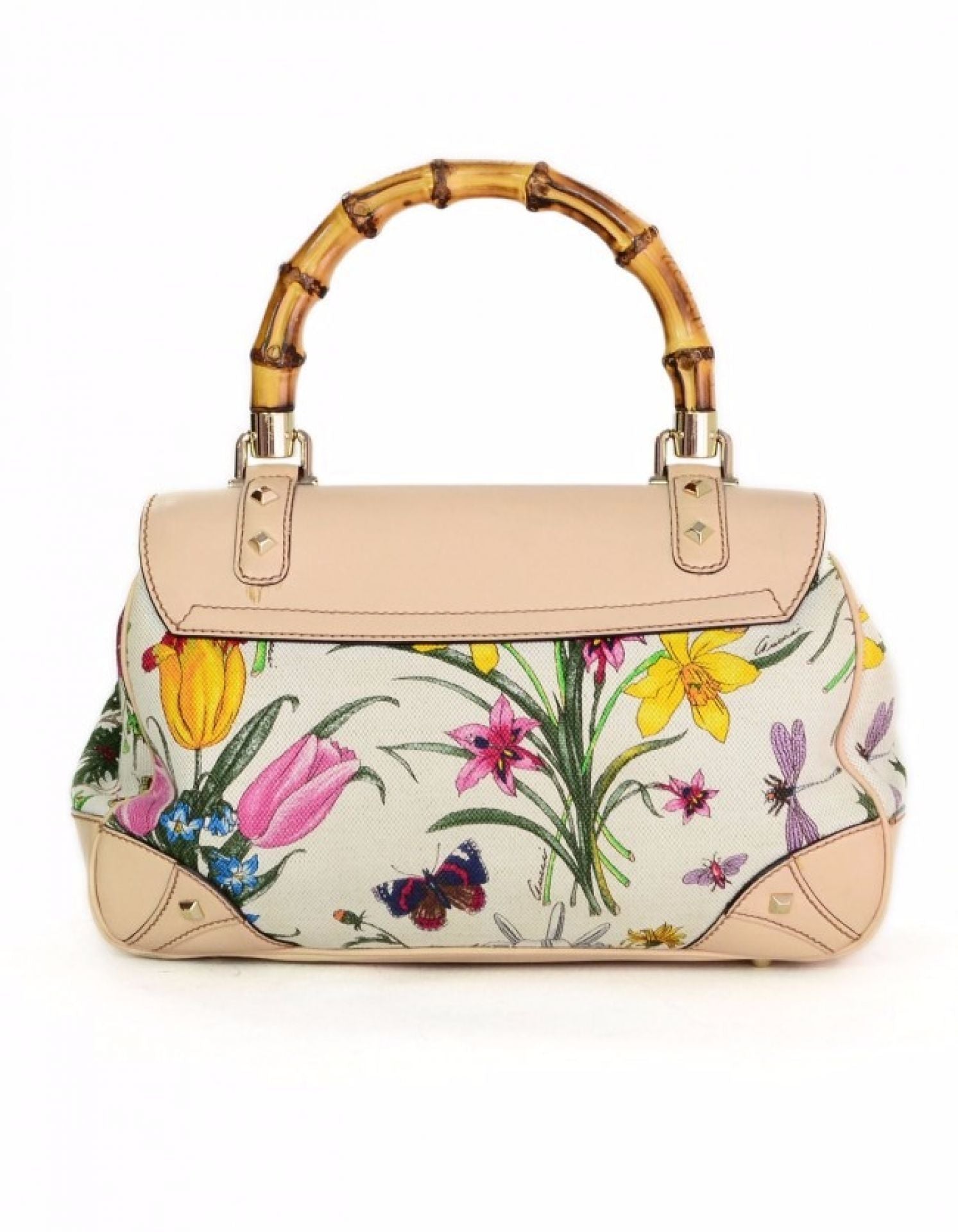 Gucci Flora Canvas & Bamboo Top Handle Bag