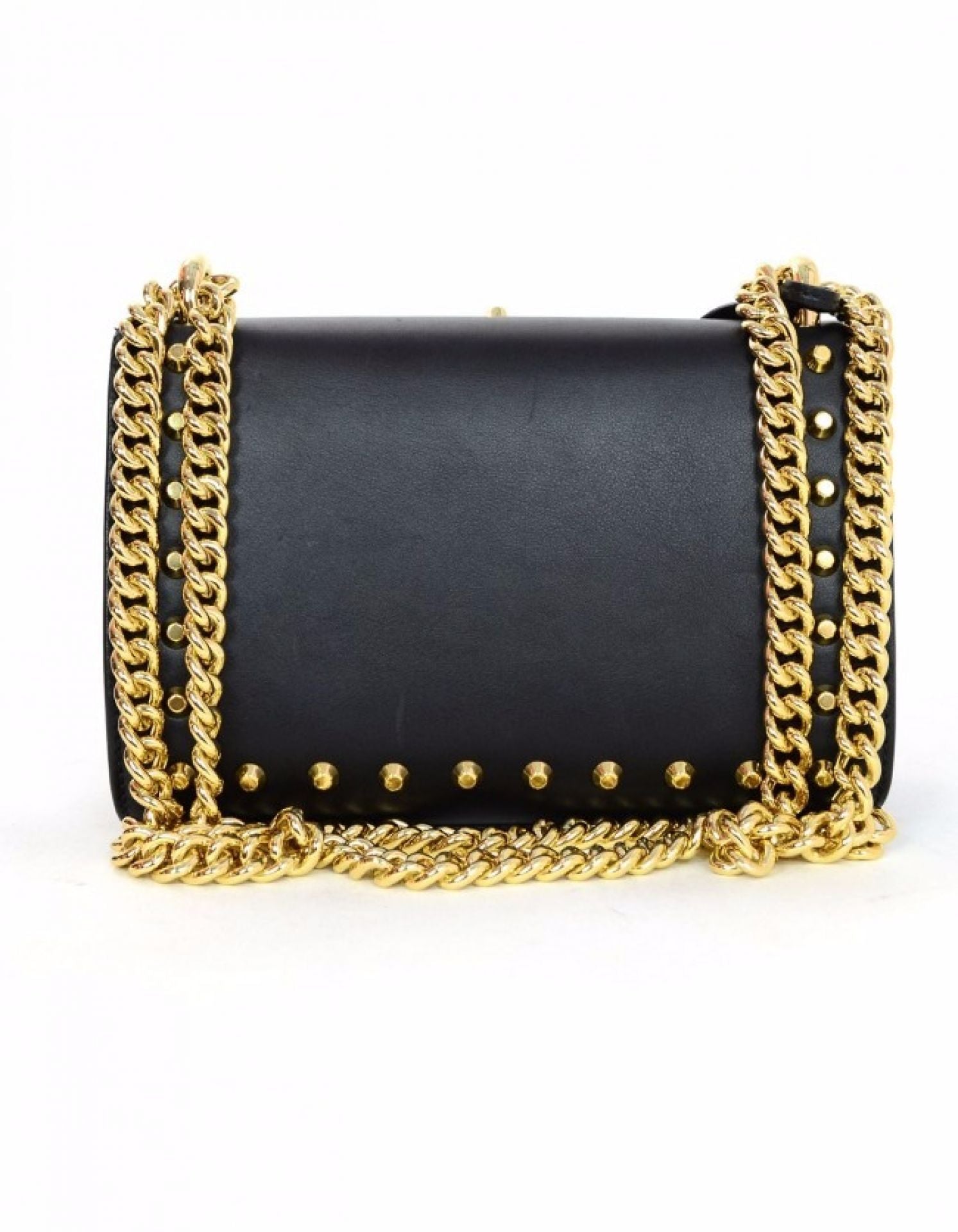 Gucci Black Leather & Faux Pearl Studded Padlock Shoulder Bag