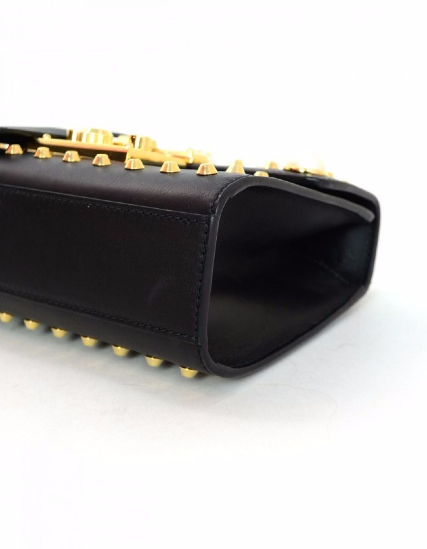 Gucci Black Leather & Faux Pearl Studded Padlock Shoulder Bag