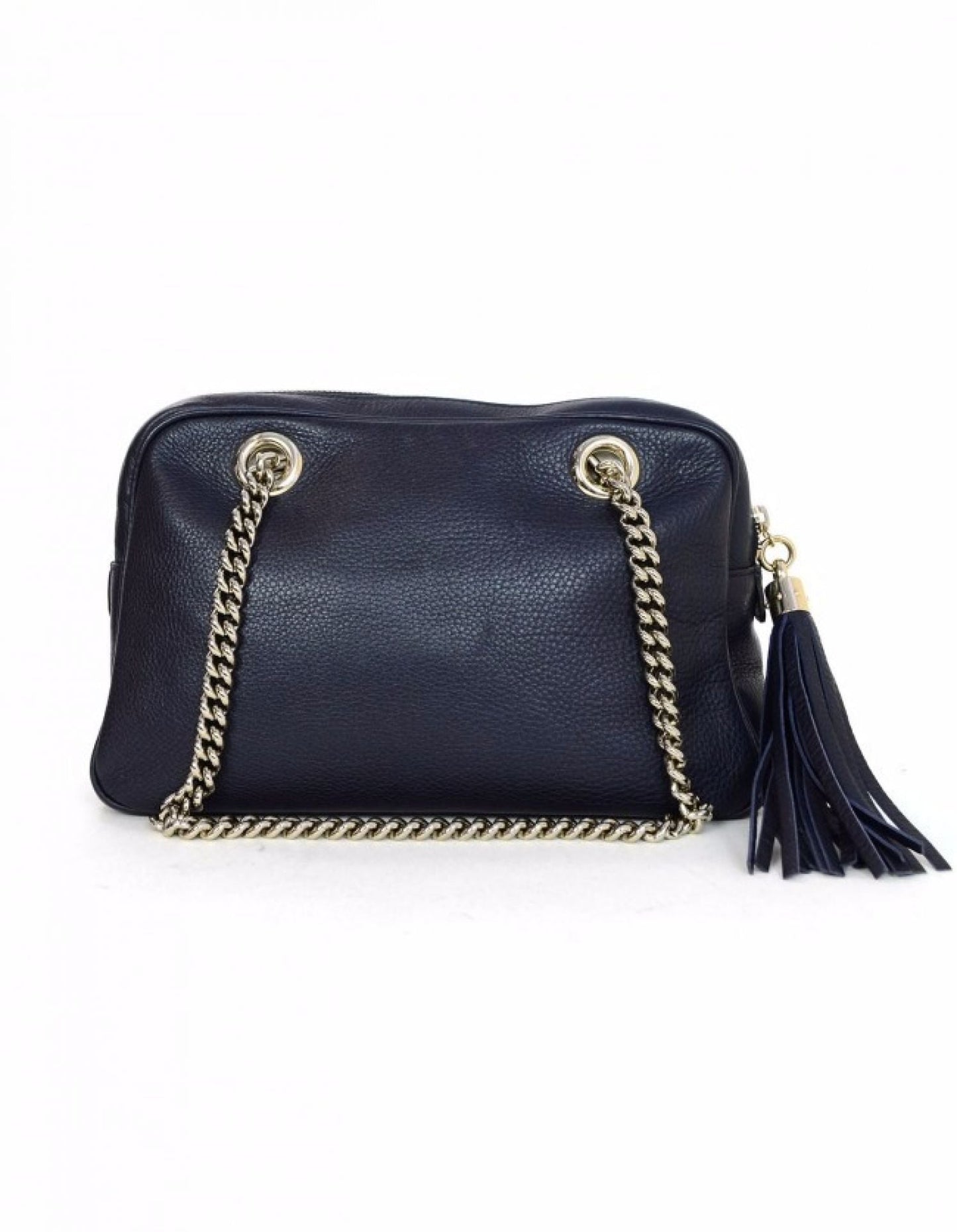 Gucci Navy Leather Soho Chain Zip Top Shoulder Bag