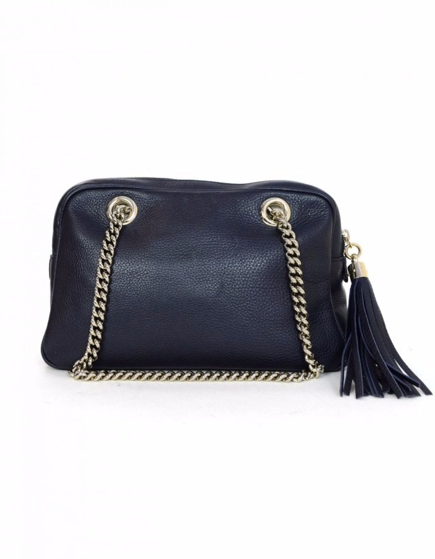 Gucci Navy Leather Soho Chain Zip Top Shoulder Bag