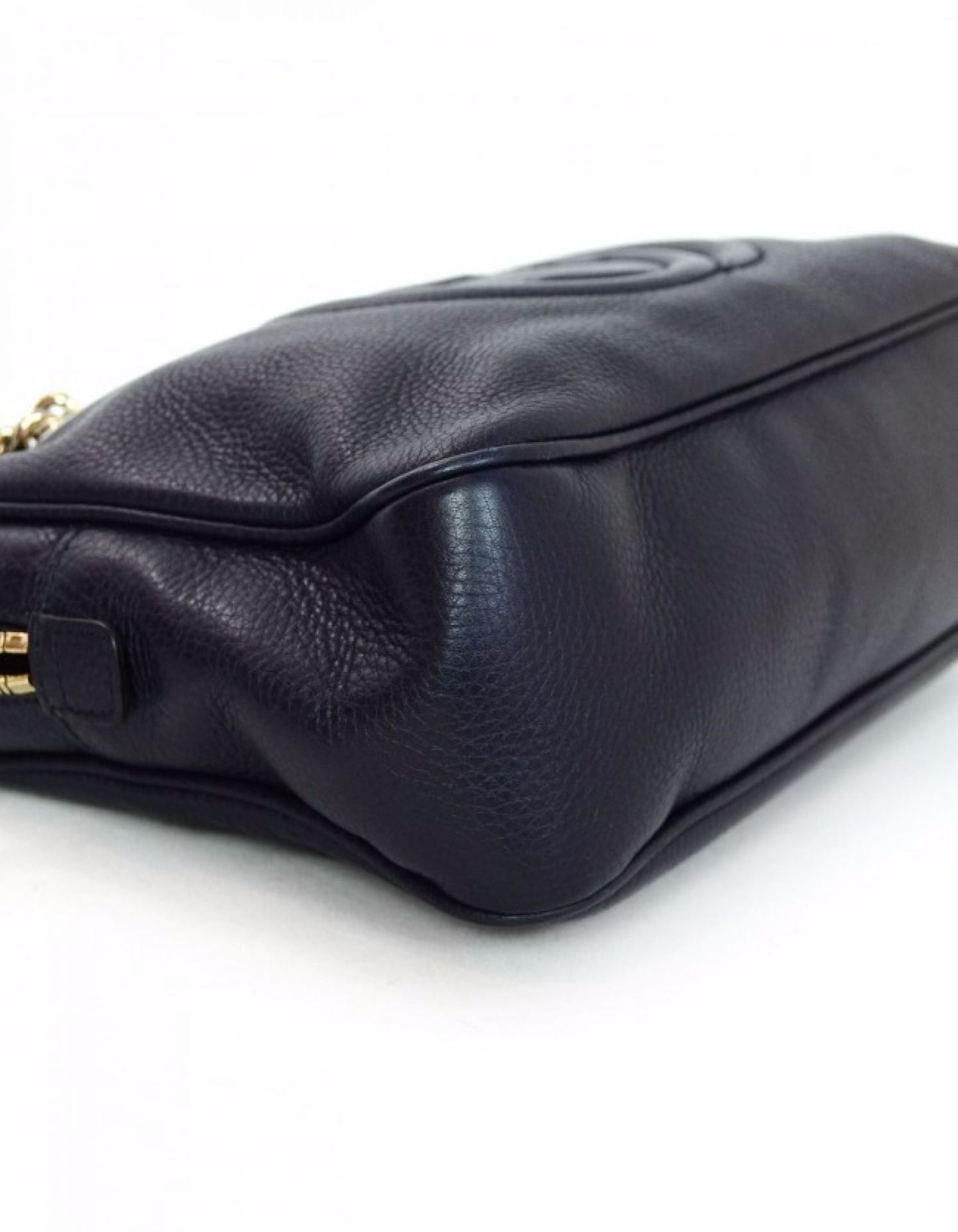 Gucci Navy Leather Soho Chain Zip Top Shoulder Bag