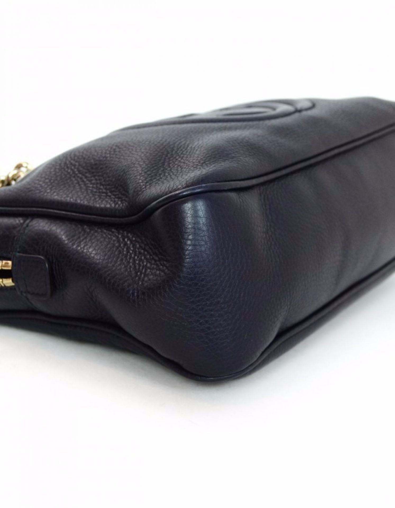 Gucci Navy Leather Soho Chain Zip Top Shoulder Bag