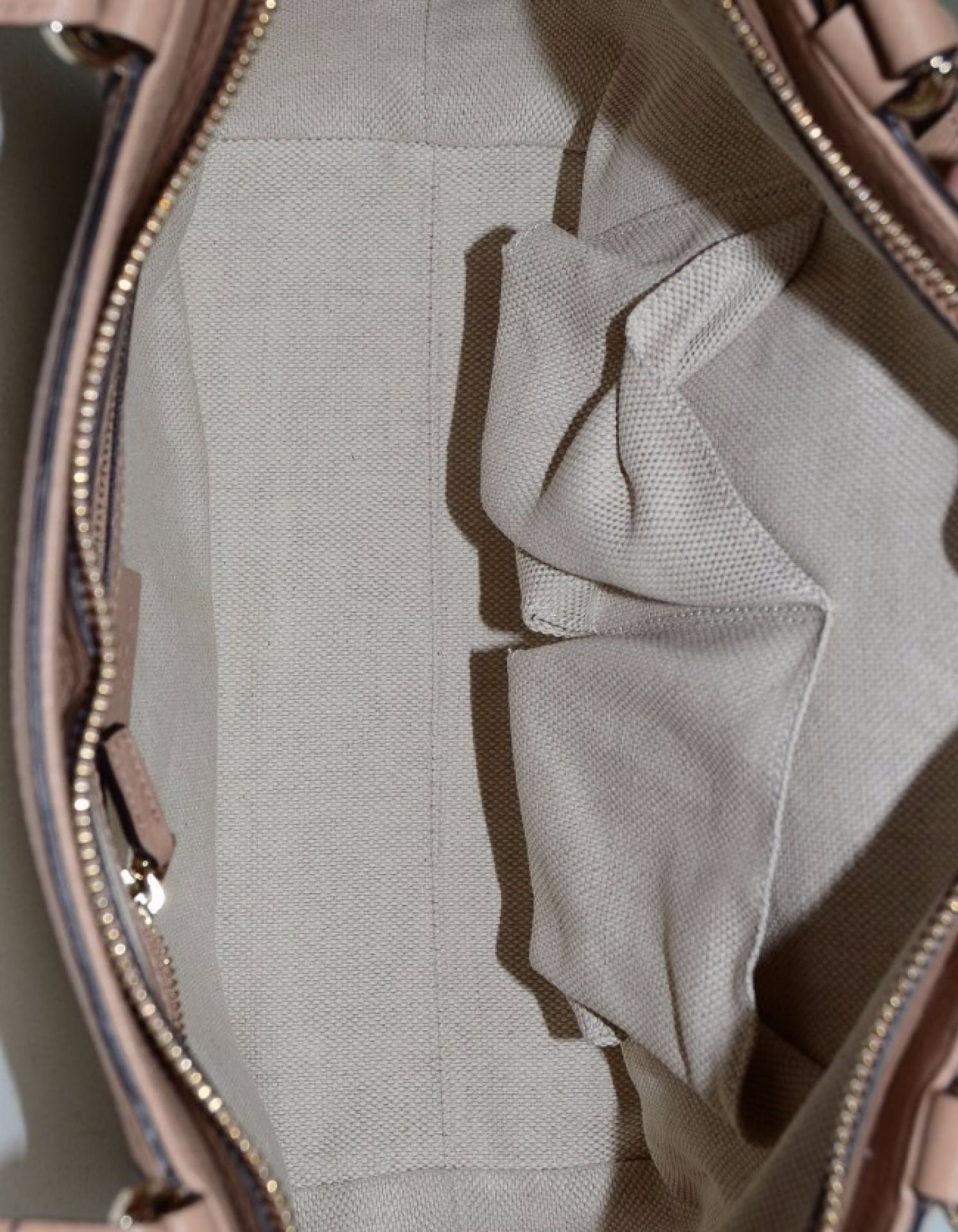 Gucci Off-White Canvas & Beige Leather Soho Satchel Bag