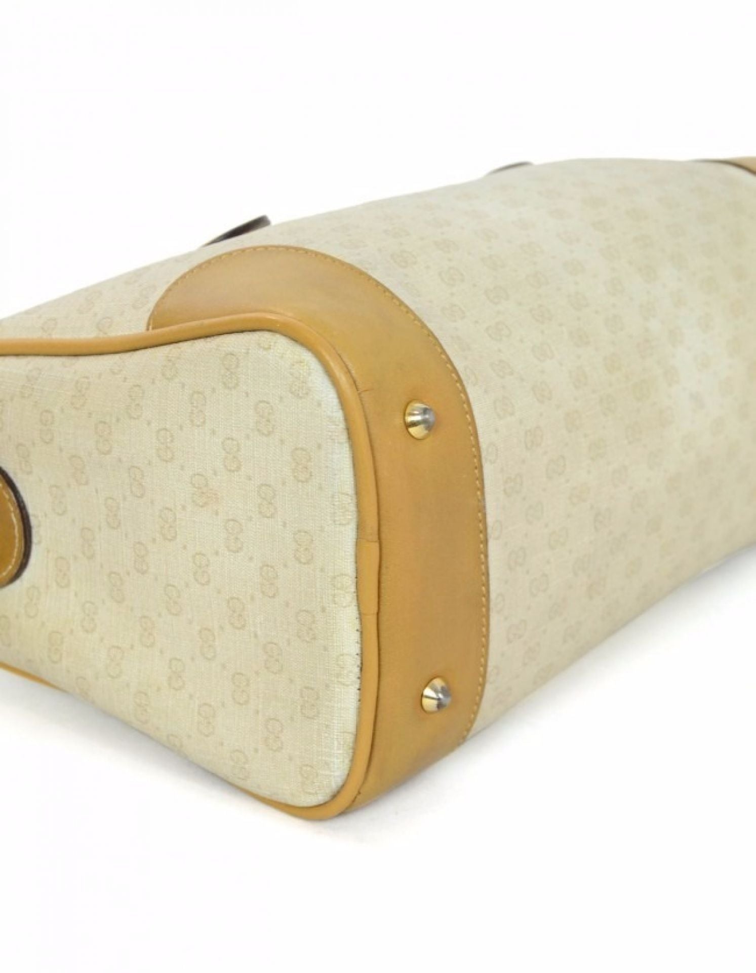 Gucci Beige & Tan Monogram Boston Bag