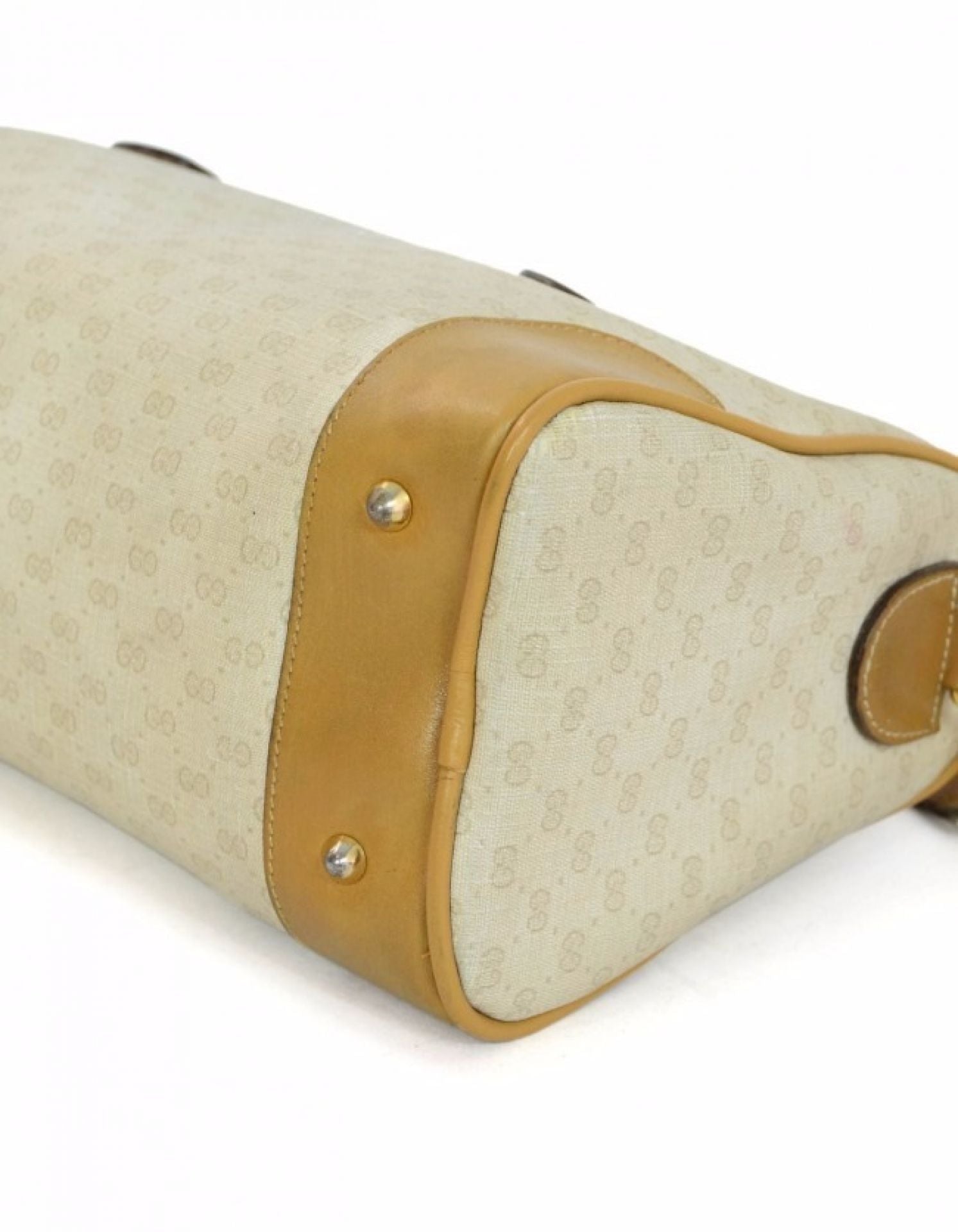 Gucci Beige & Tan Monogram Boston Bag