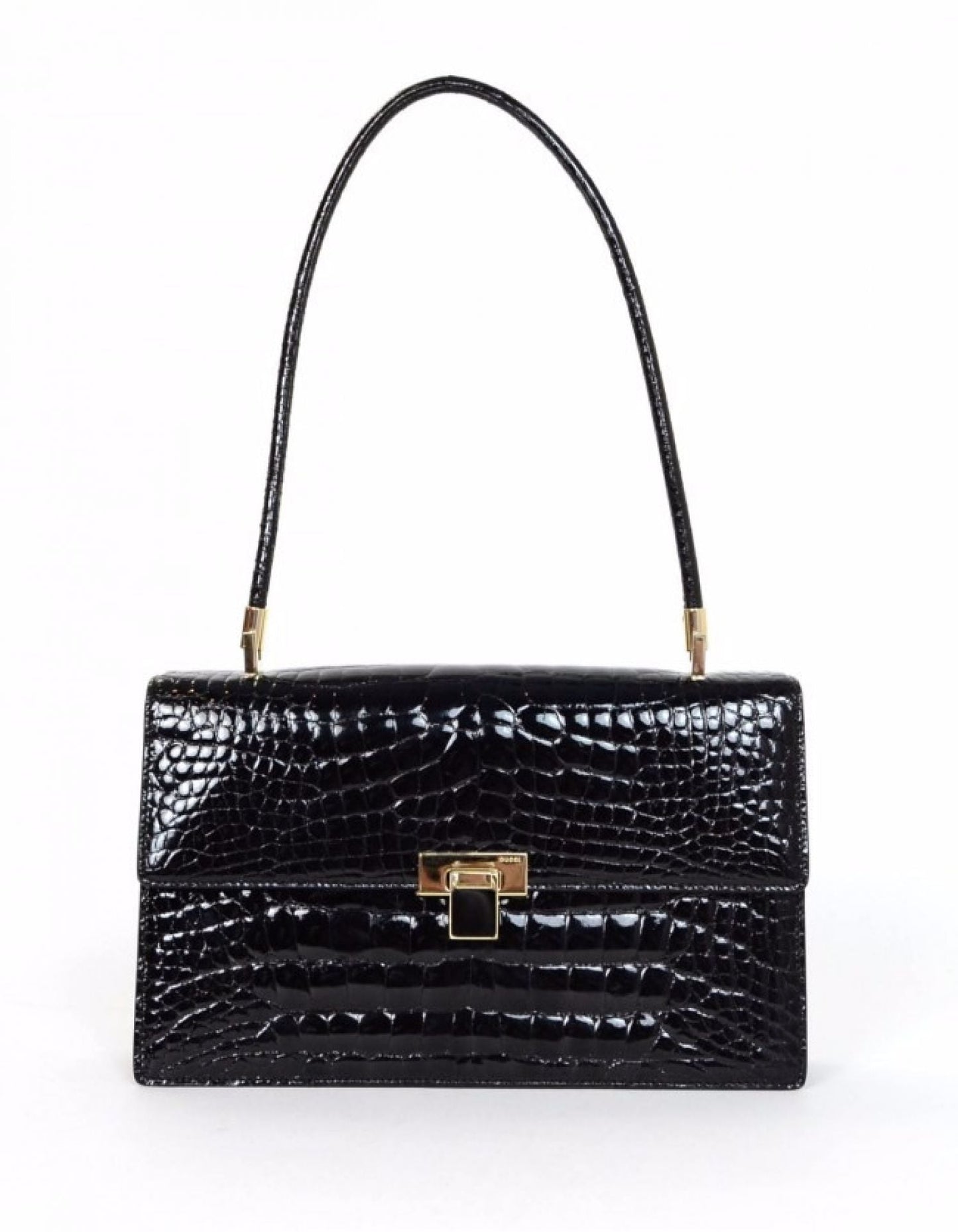 Gucci Black Crocodile Flap Bag