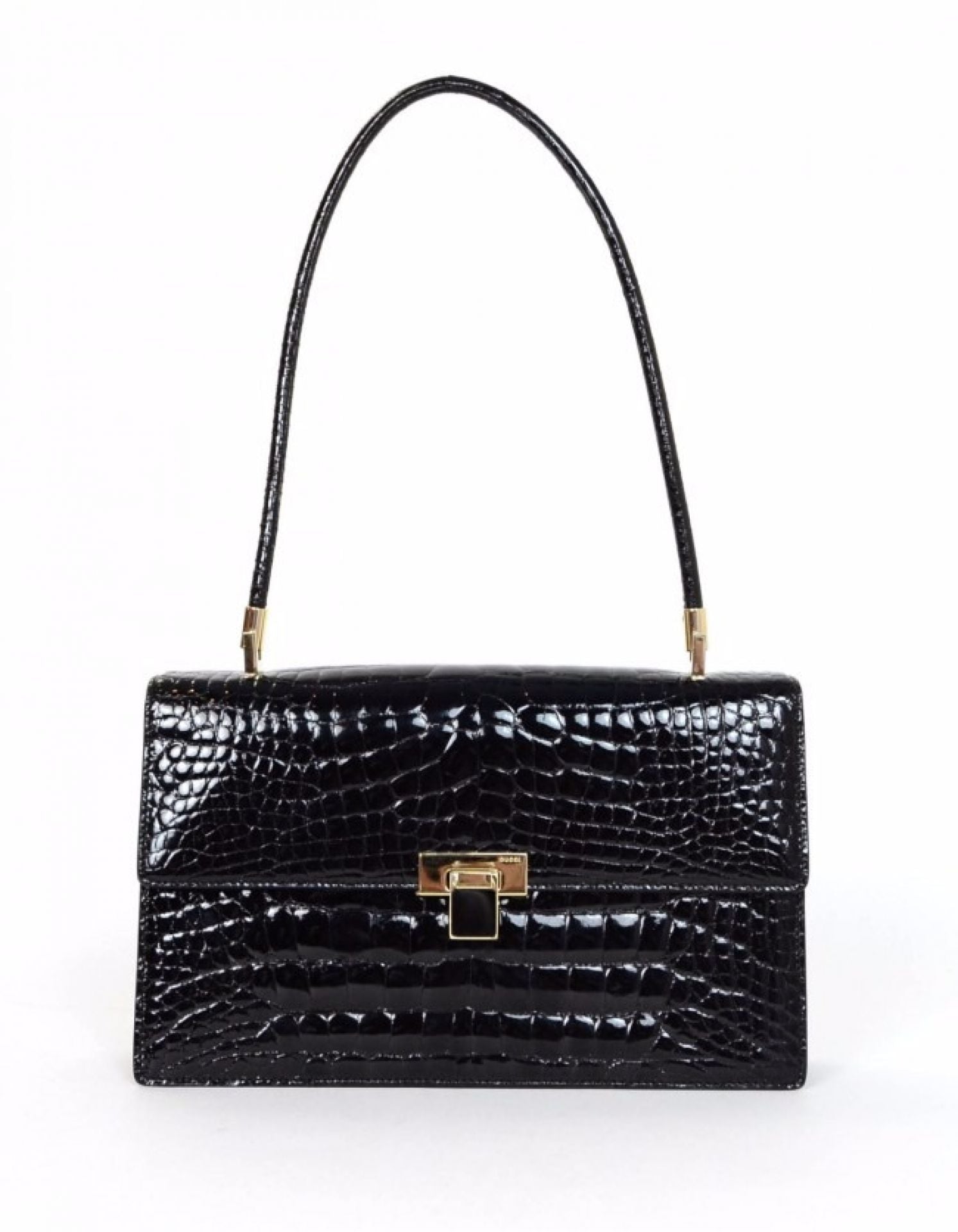 Gucci Black Crocodile Flap Bag