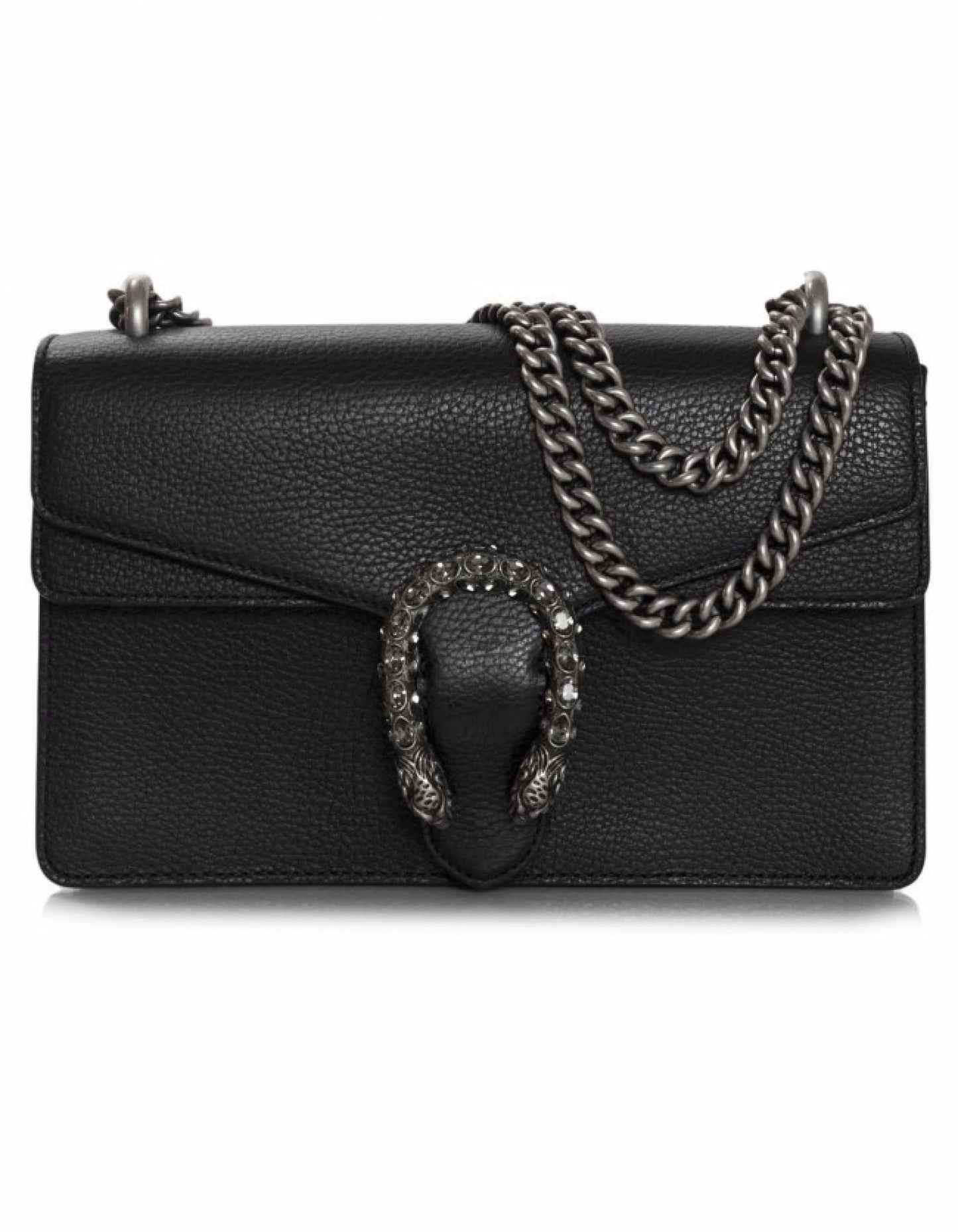 Gucci Black Leather Small Crystal Dionysus Flap Bag