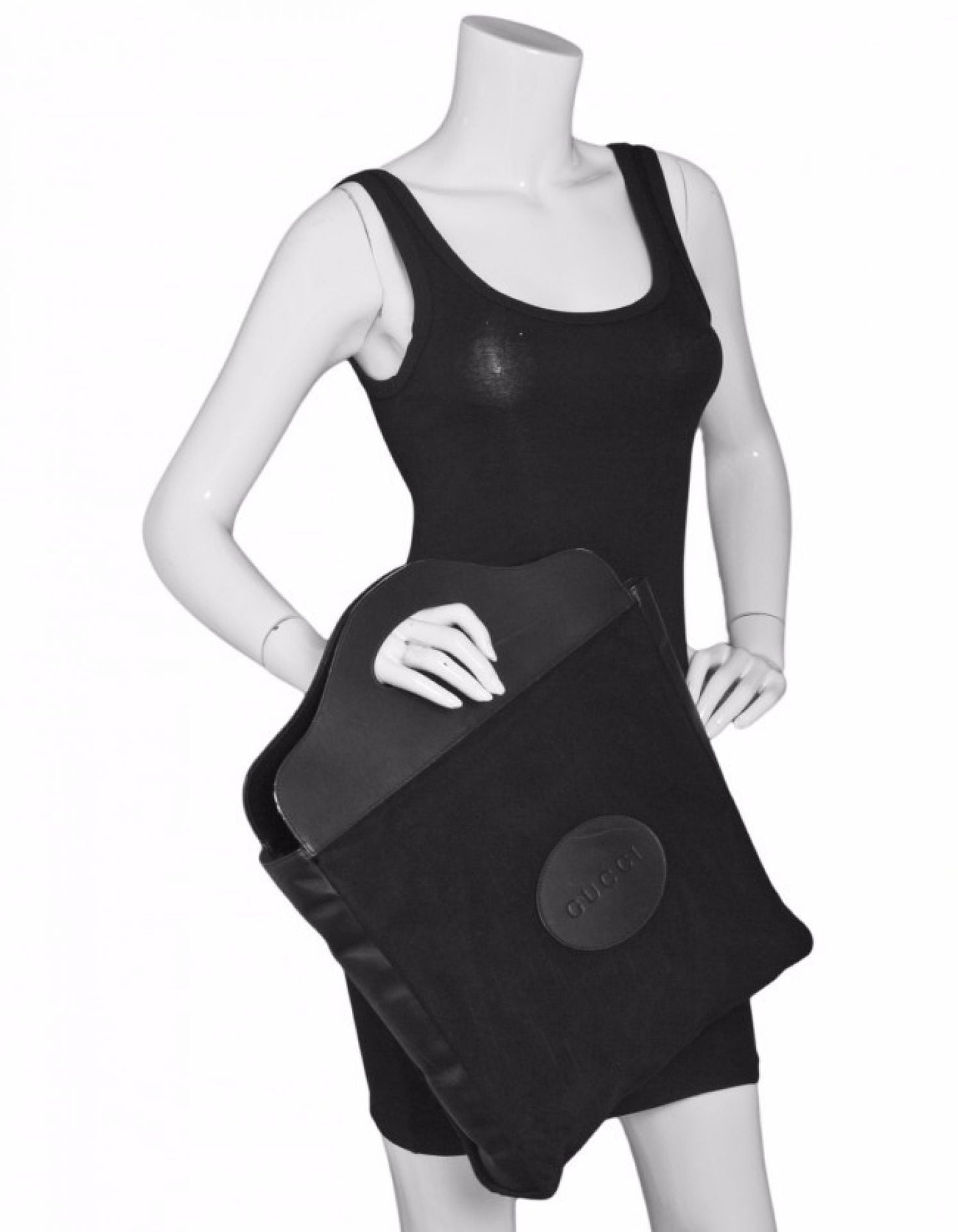 Gucci Black Felt & Leather Tote