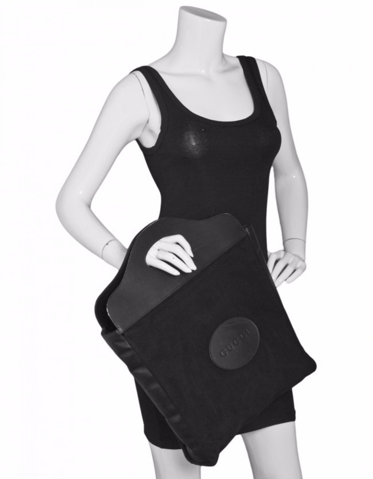 Gucci Black Felt & Leather Tote