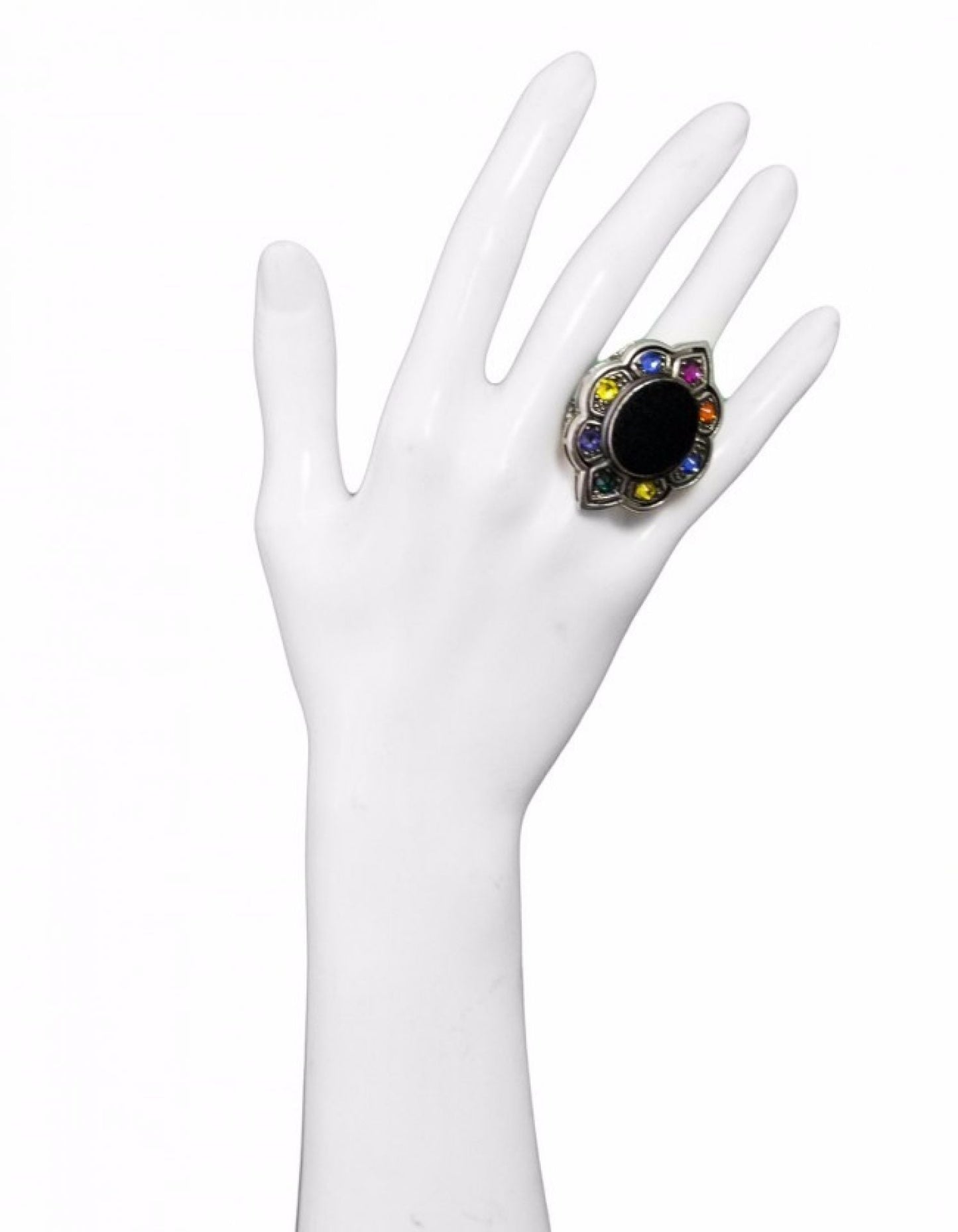 Gucci Black Velvet & Crystal Ring Sz 5