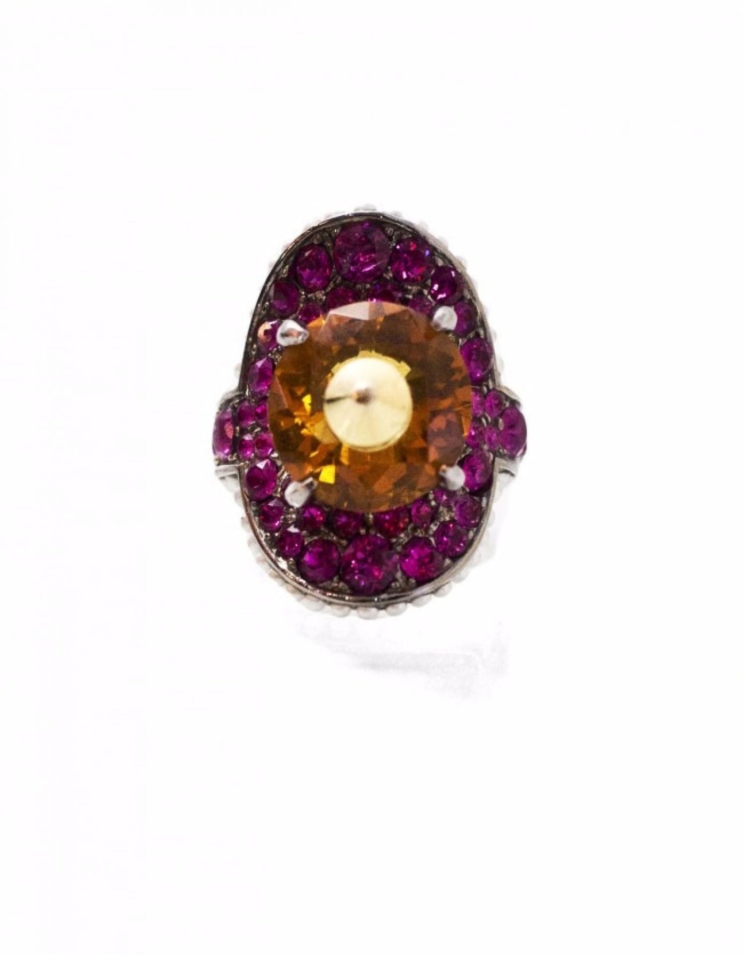 Gucci Pink & Orange Crystal Ring Sz 6.5
