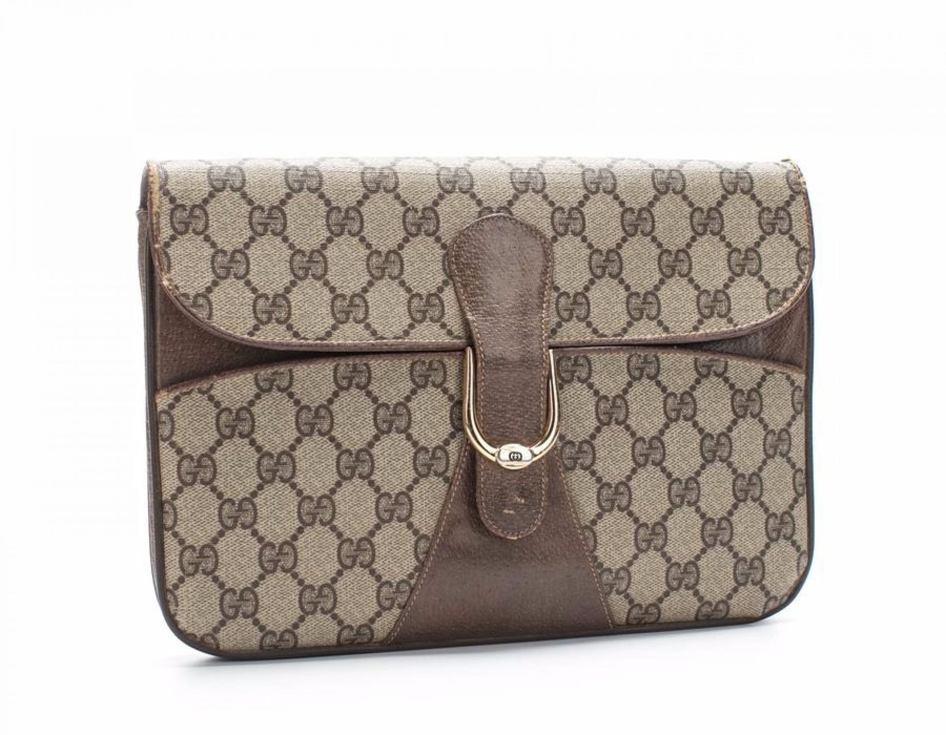 Gucci Beige Monogram GG Supreme Clutch Bag
