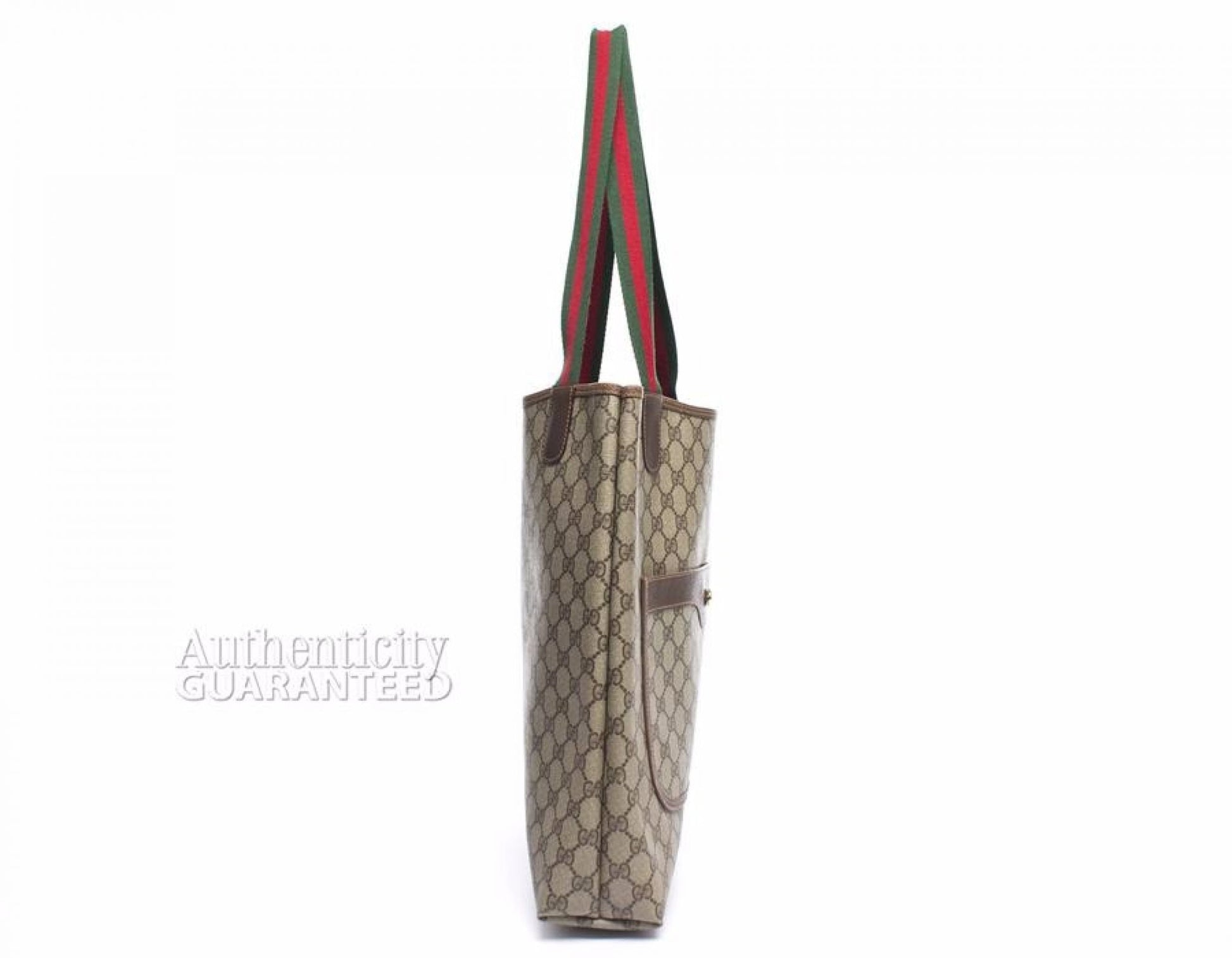 Gucci Beige Monogram Canvas Web Handle Tote Bag