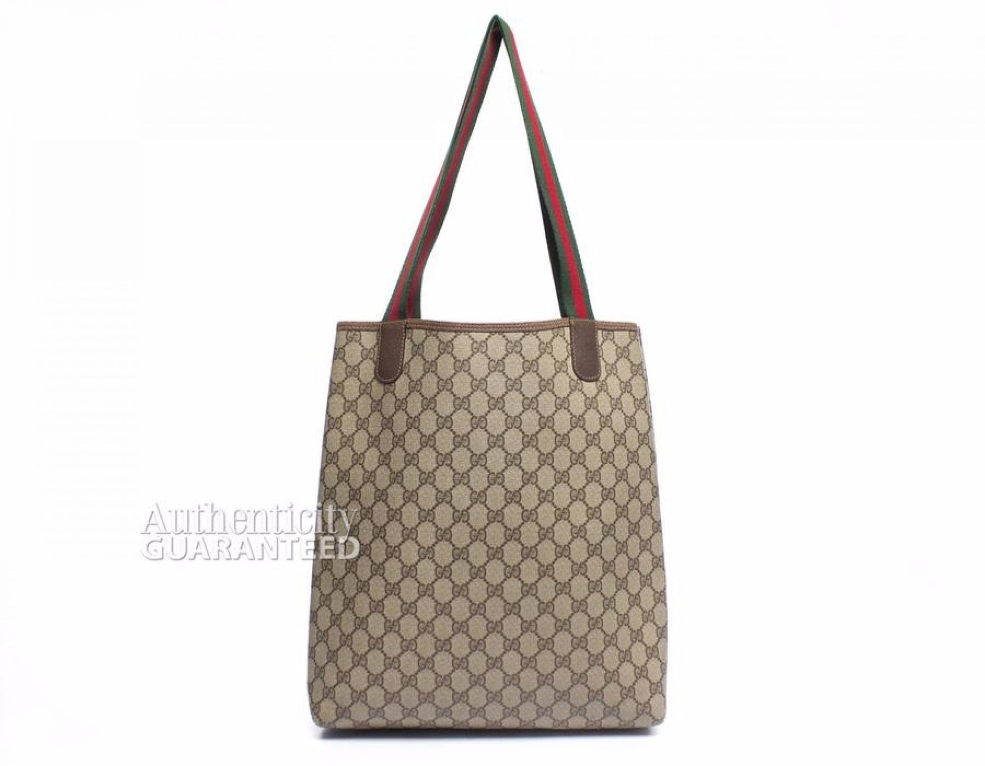 Gucci Beige Monogram Canvas Web Handle Tote Bag