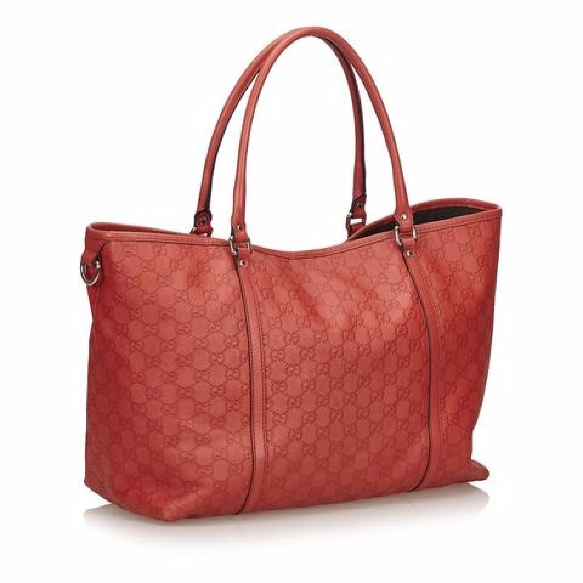 Orange Gucci Leather Guccissima Tote Bag
