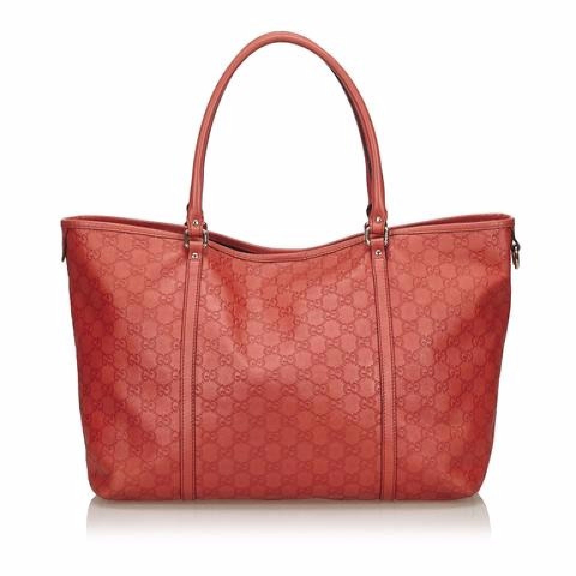 Orange Gucci Leather Guccissima Tote Bag