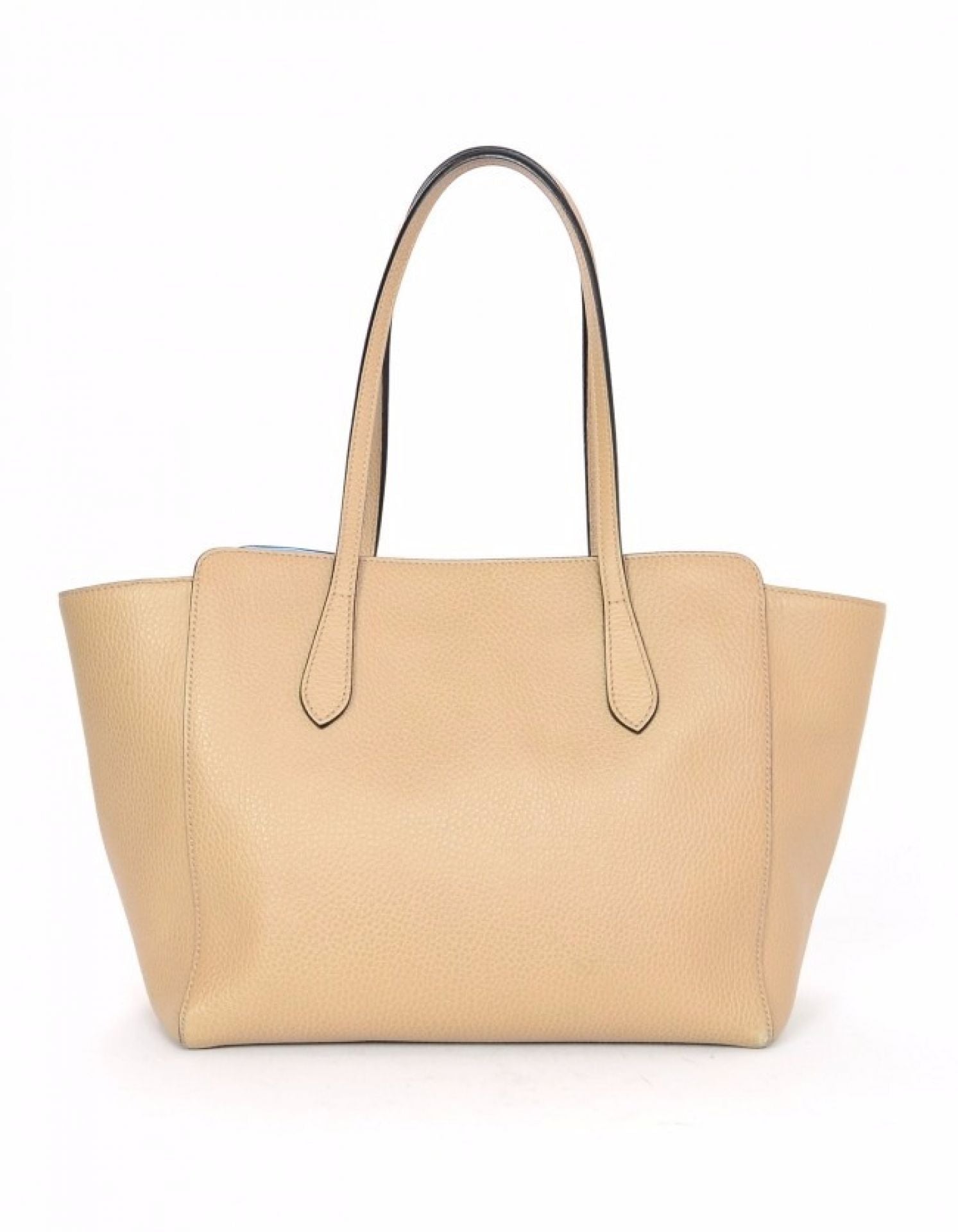 Gucci Beige/Blue Pebbled Leather Small Swing Tote Bag