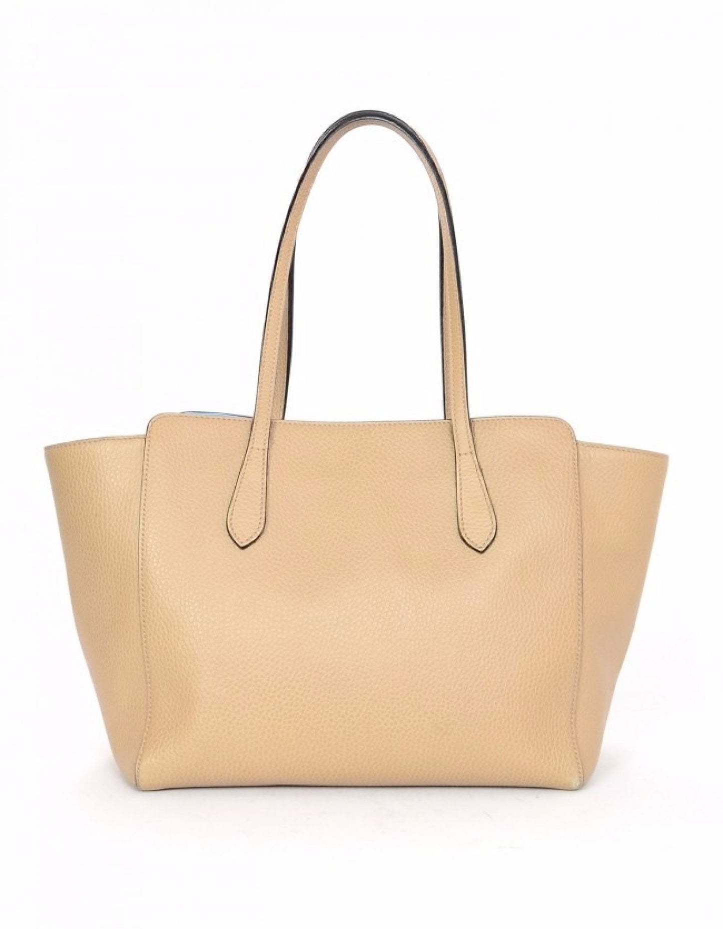 Gucci Beige/Blue Pebbled Leather Small Swing Tote Bag