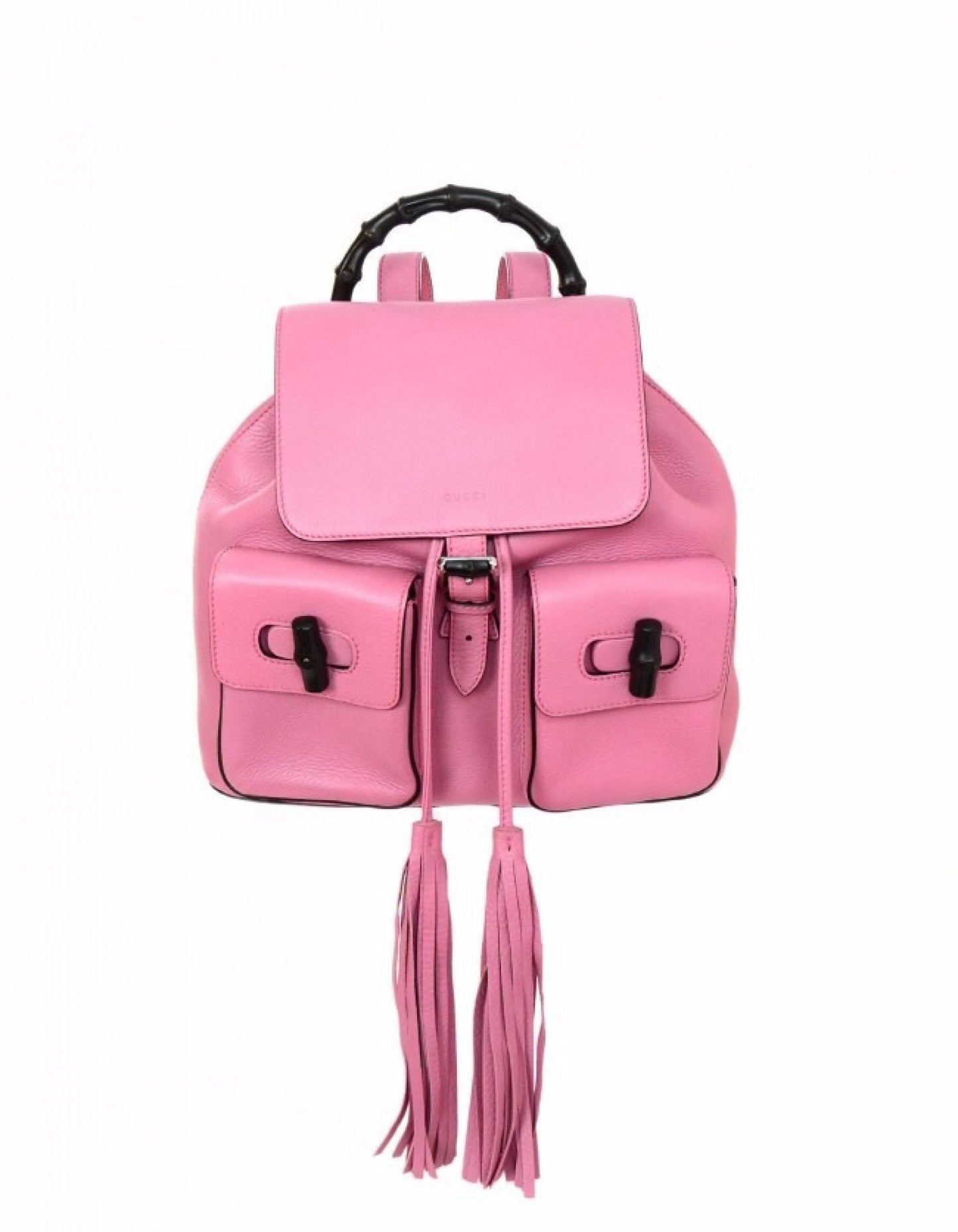 Gucci Glossy Pink Medium Bamboo Backpack Bag