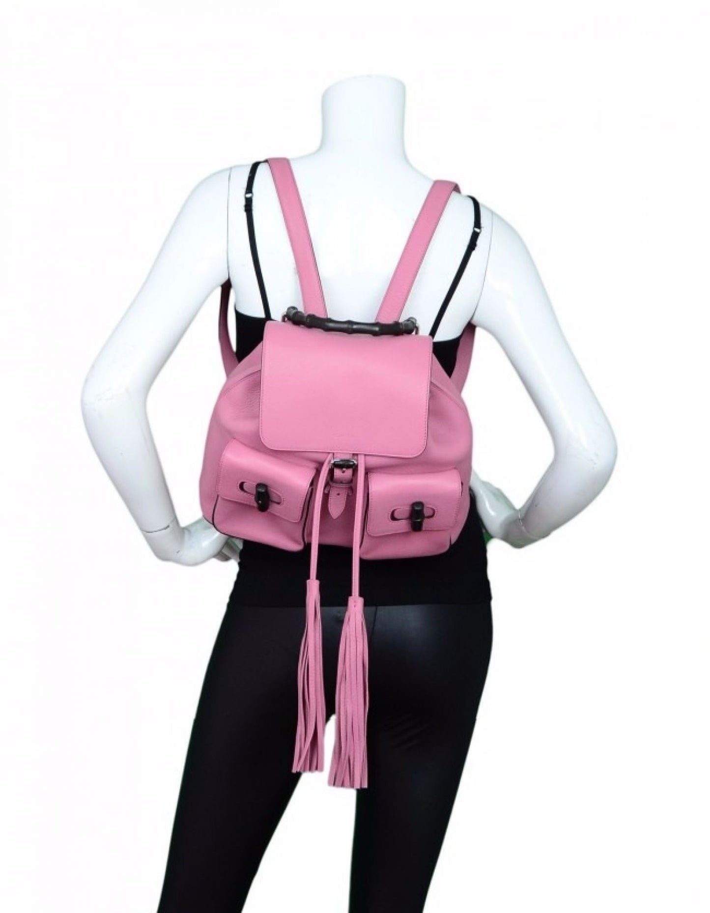 Gucci Glossy Pink Medium Bamboo Backpack Bag