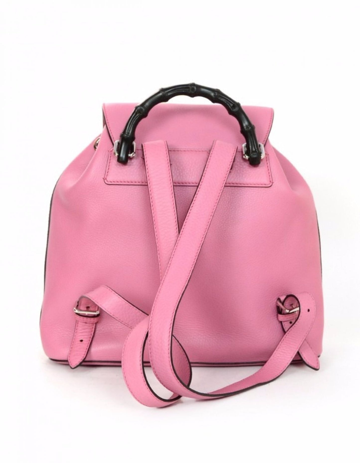 Gucci Glossy Pink Medium Bamboo Backpack Bag