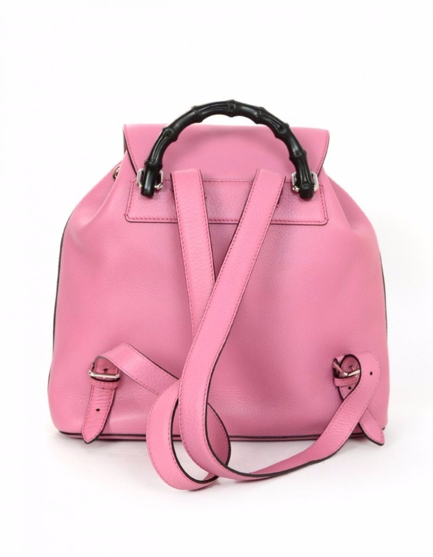 Gucci Glossy Pink Medium Bamboo Backpack Bag