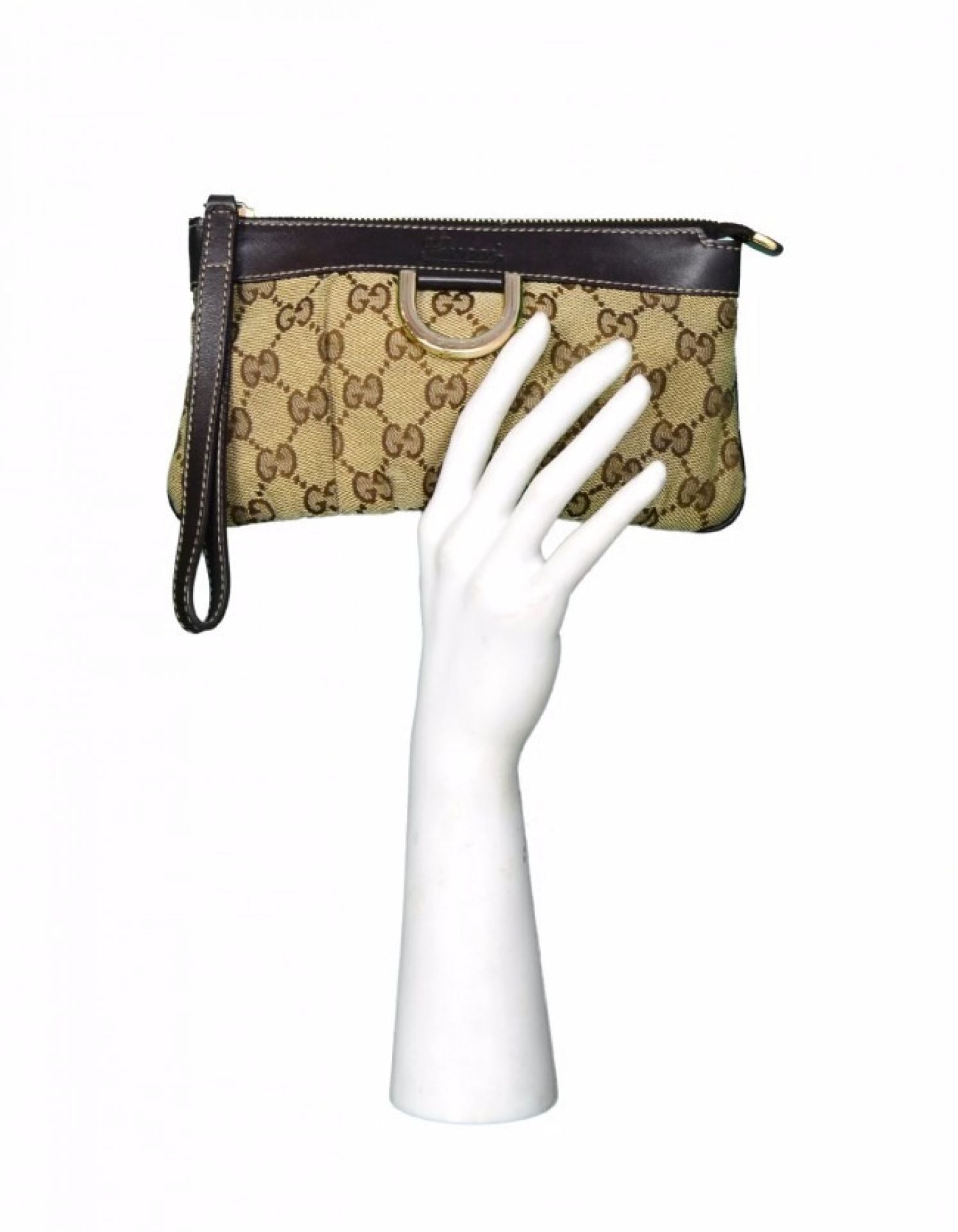 Gucci Monogram GG Canvas D Ring Wristlet