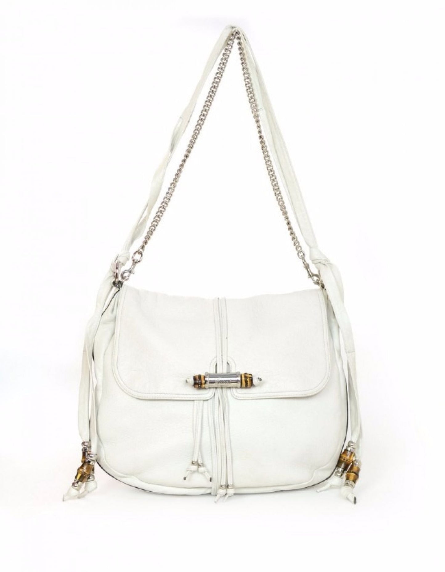 Gucci White Calfskin Large Jungle Shoulder Bag