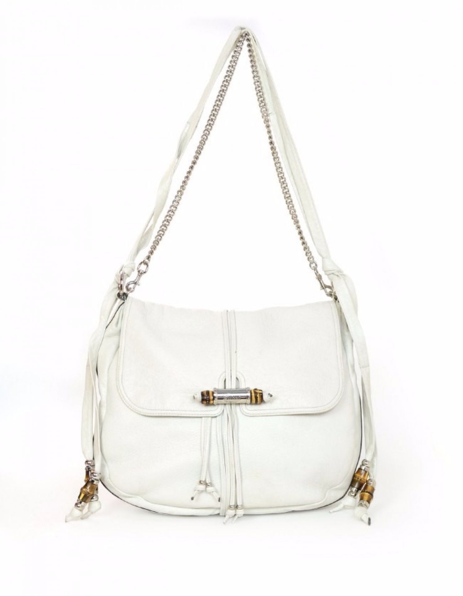 Gucci White Calfskin Large Jungle Shoulder Bag