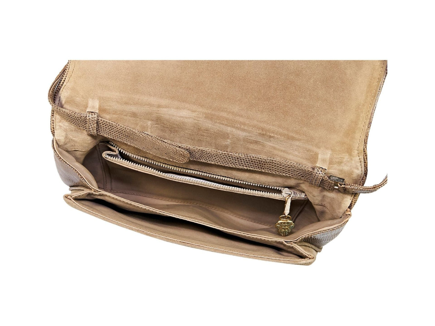 Tan Gucci Suede & Crocodile Shoulder Bag