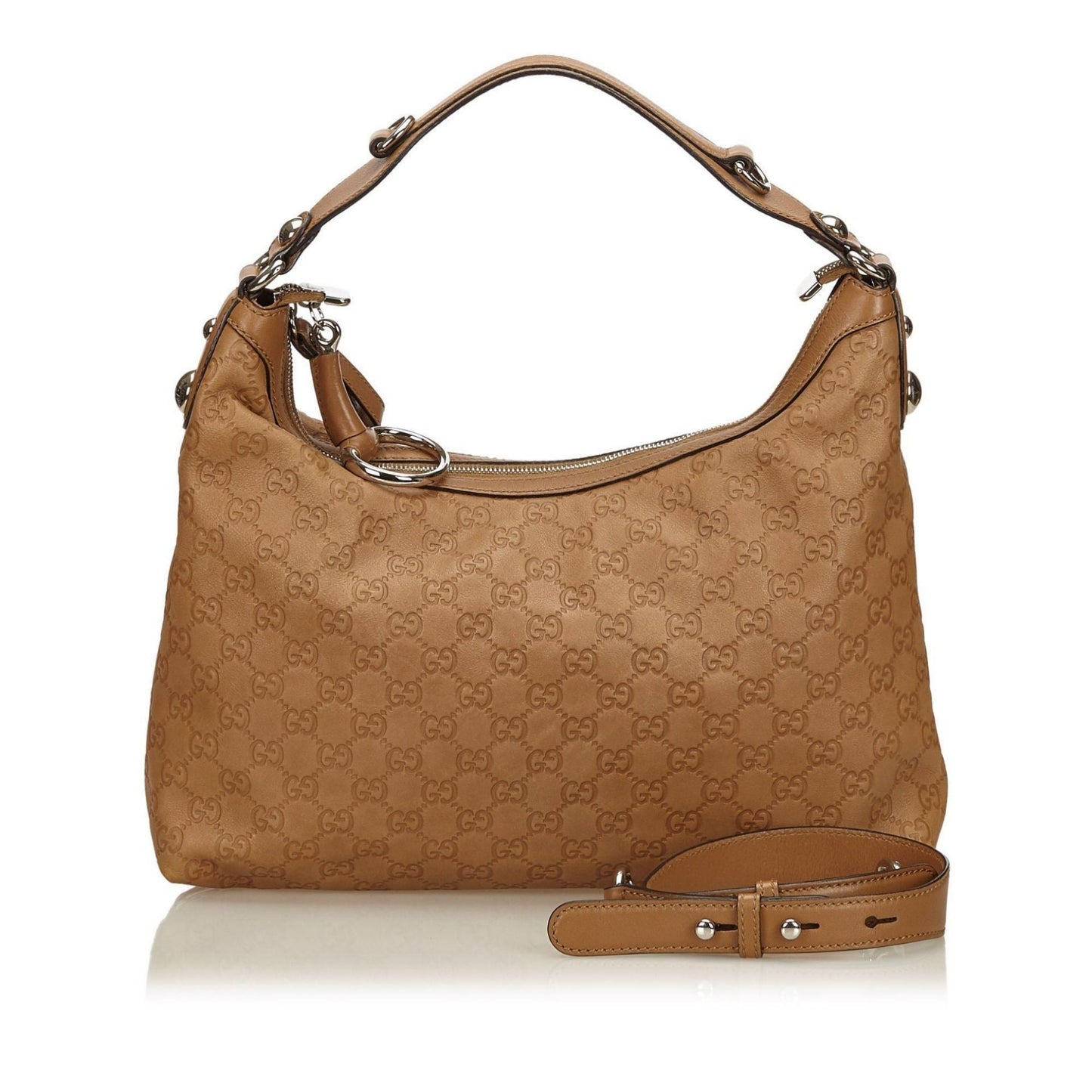 Tan Gucci Leather Guccissima Icon Bit Satchel