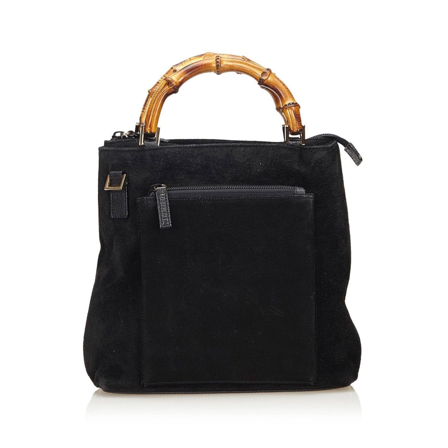 Black Gucci Suede Bamboo-Handle Handbag