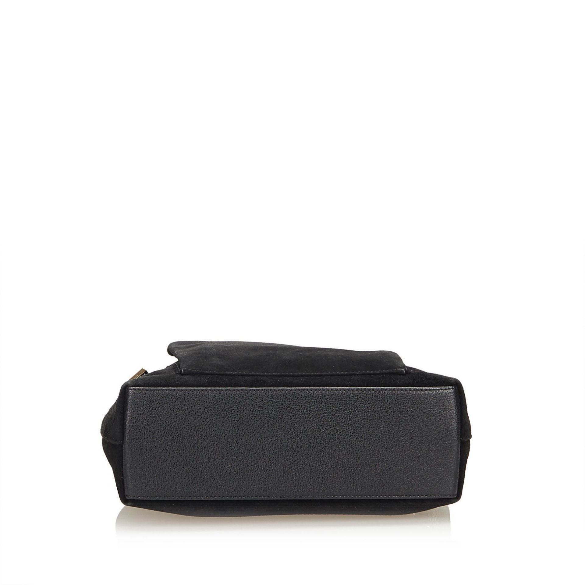 Black Gucci Suede Bamboo-Handle Handbag