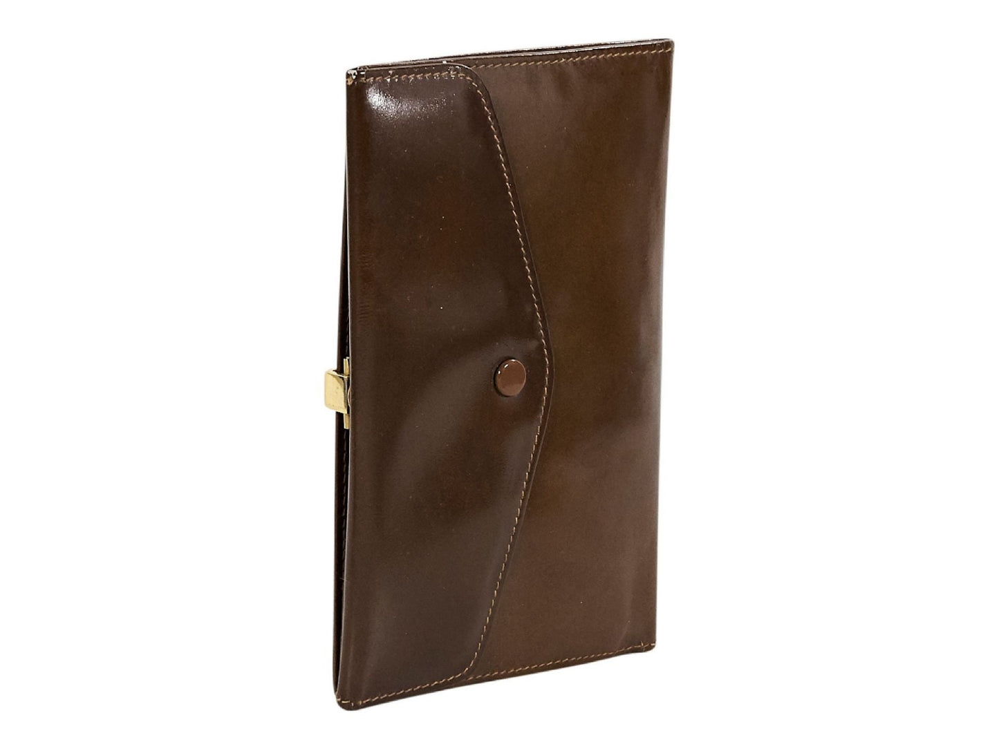 Brown Gucci Patent Leather Slim Wallet