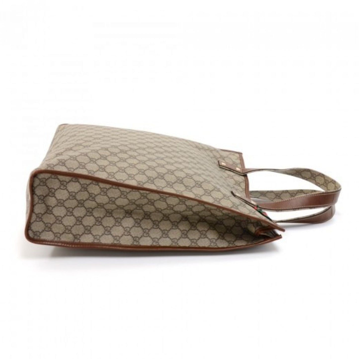 Gucci Beige GG Supreme Coated Canvas x Brown Leather Large Shopping Tote Bag