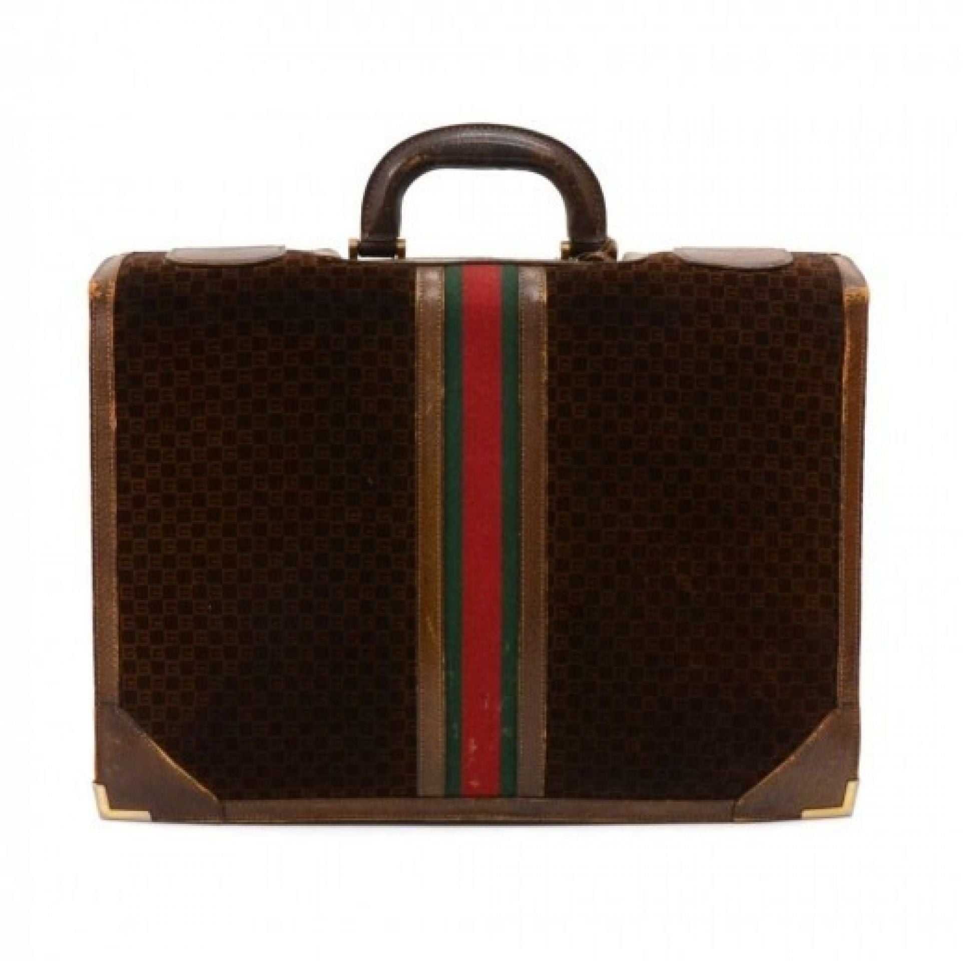 Gucci Dark Brown Suede & Leather GG Logo Briefcase