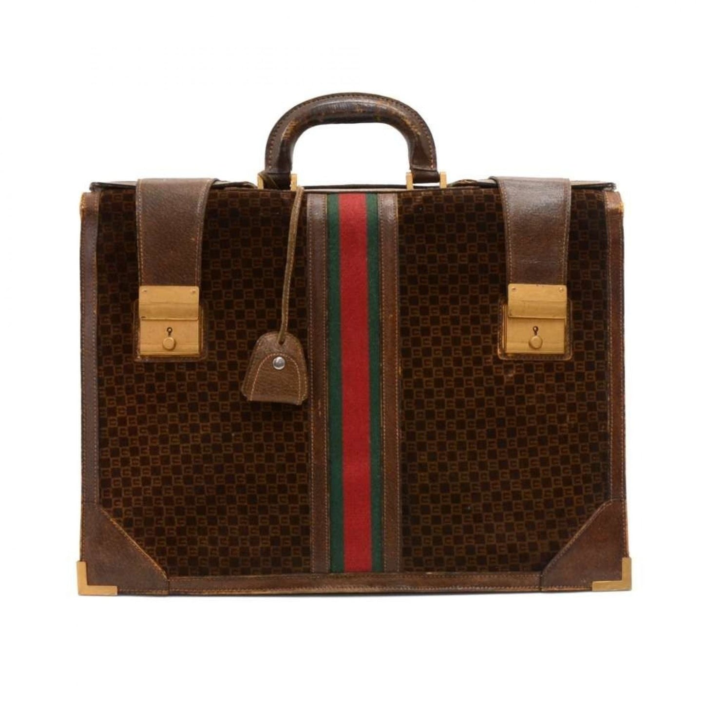 Gucci Dark Brown Suede & Leather GG Logo Briefcase