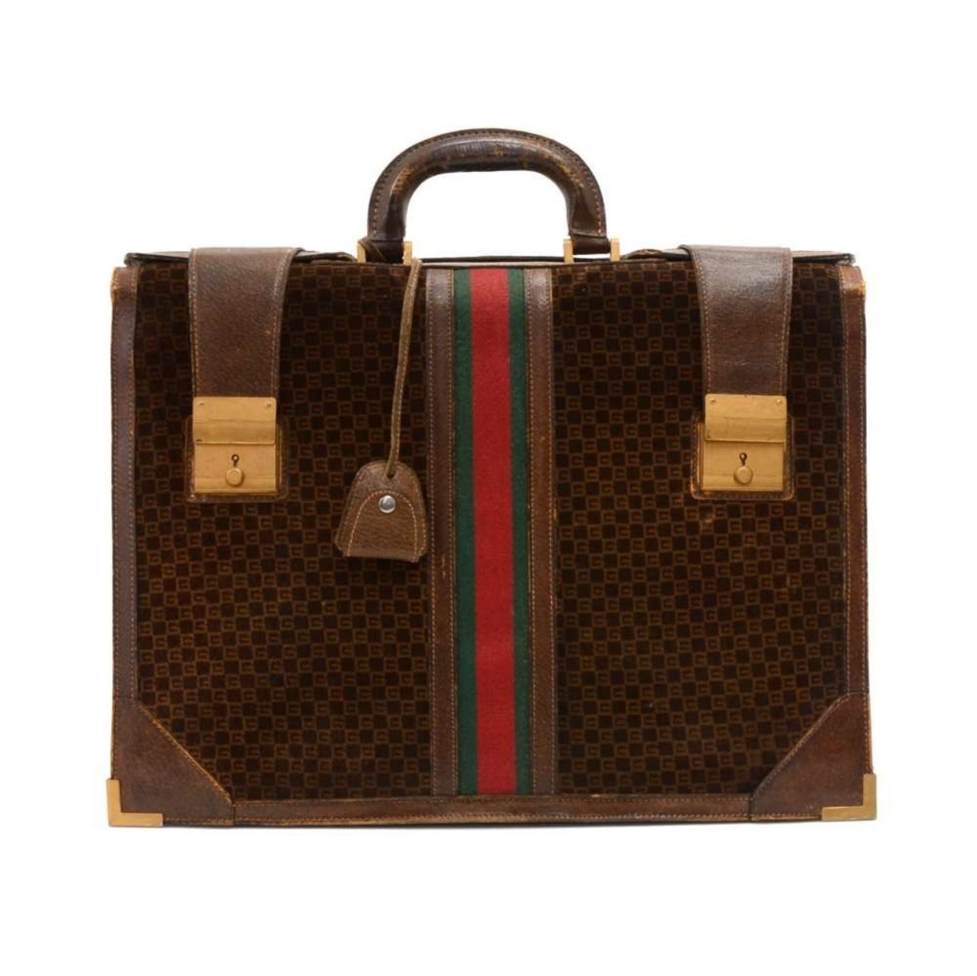 Gucci Dark Brown Suede & Leather GG Logo Briefcase