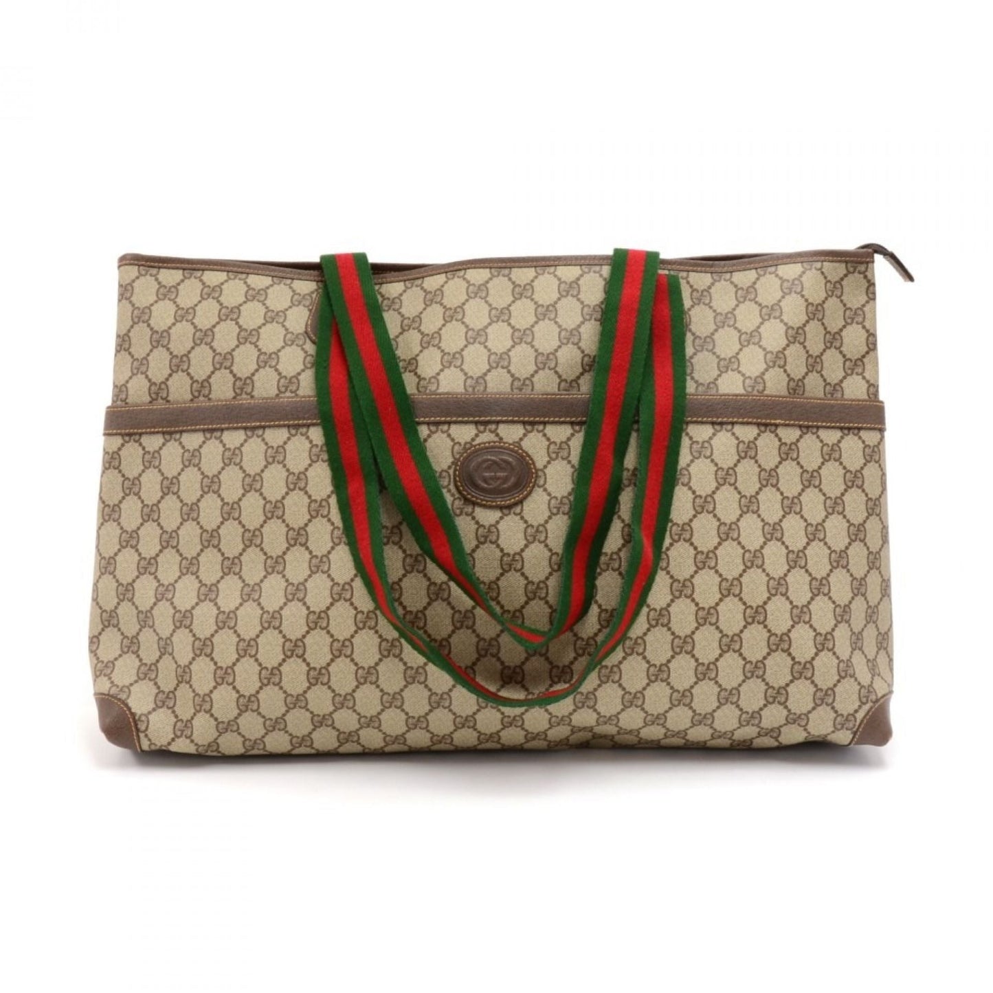 Gucci Beige GG Supreme Coated Canvas Web XLarge Tote Bag