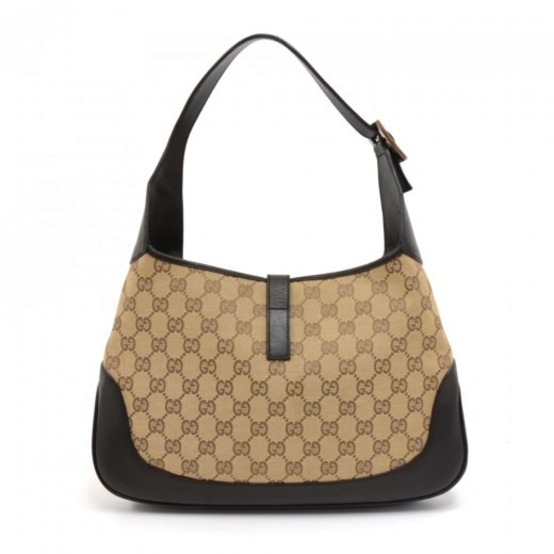 Gucci Jackie Original GG Canvas & Brown Leather Shoulder Bag