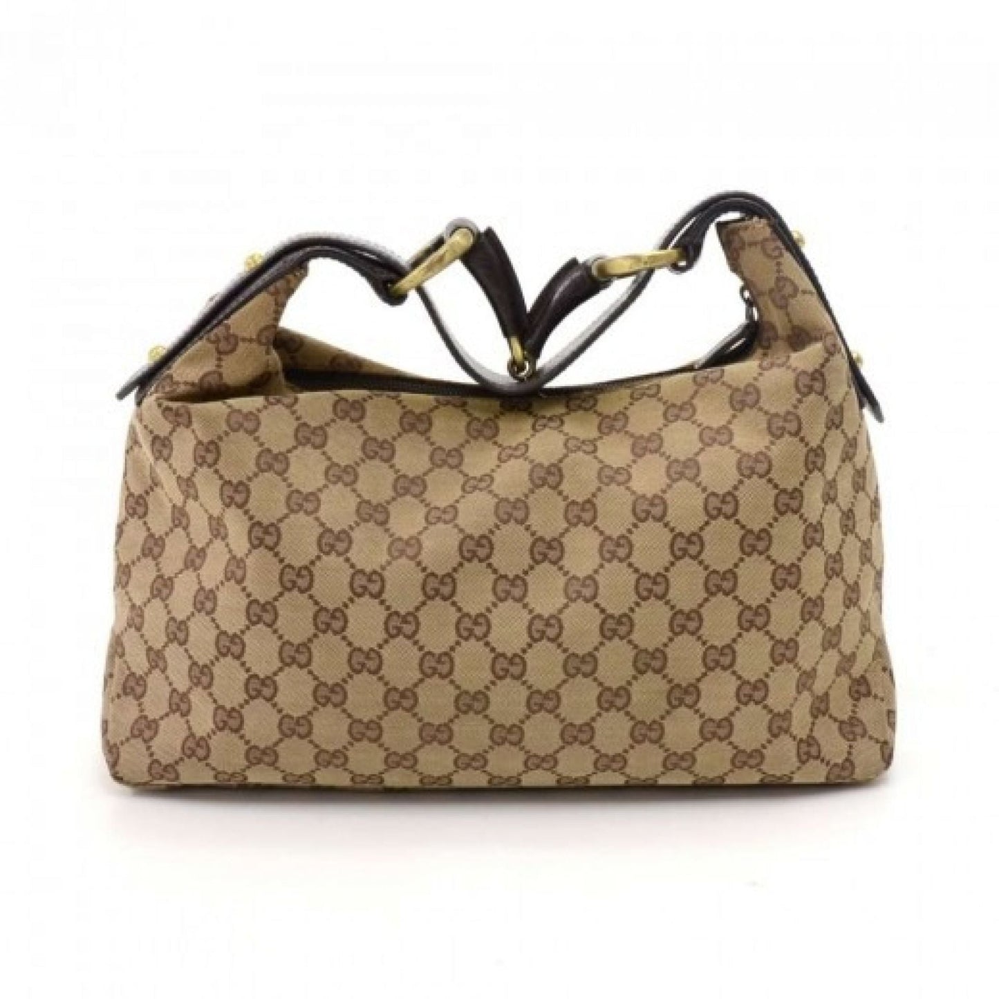 Gucci GG Monogram Canvas Horsebit Strap Hobo Bag