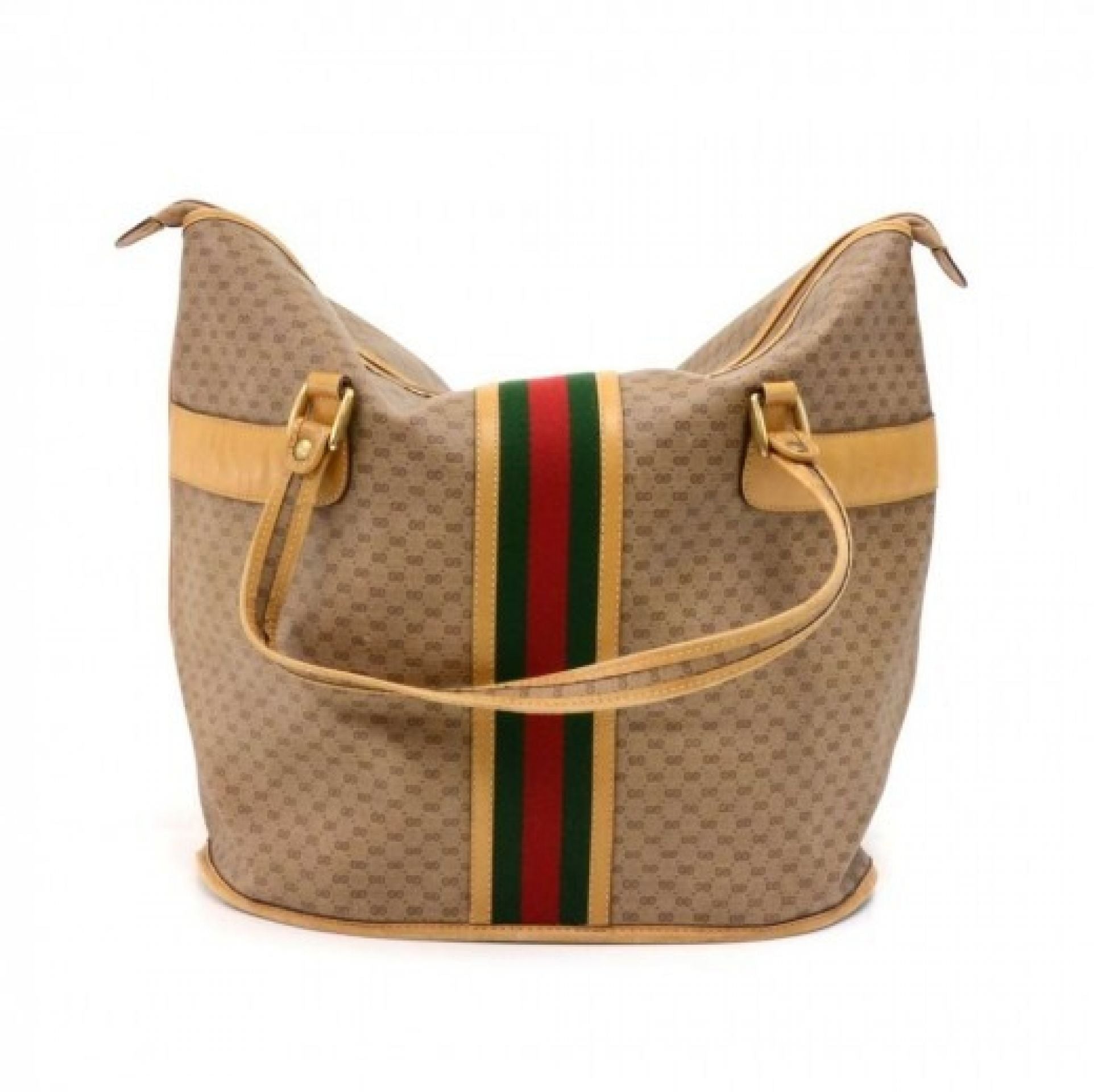 Gucci Micro GG Supreme Coated Canvas x Leather Large Travel Tote Bag