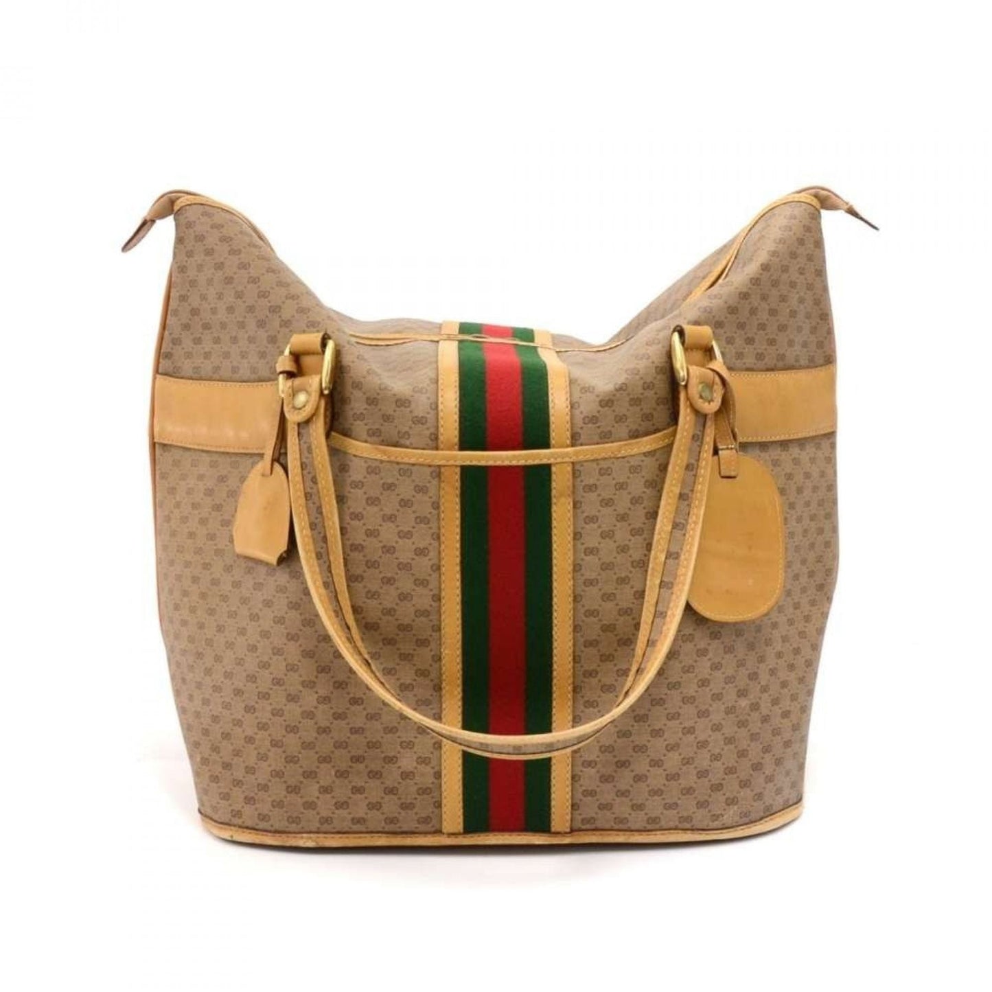 Gucci Micro GG Supreme Coated Canvas x Leather Large Travel Tote Bag